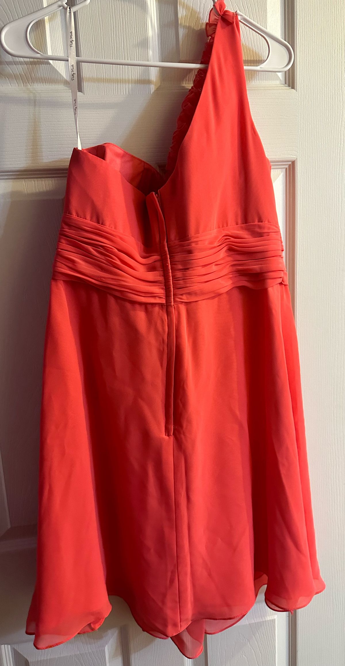 Plus Size 18 Prom One Shoulder Coral Cocktail Dress on Queenly