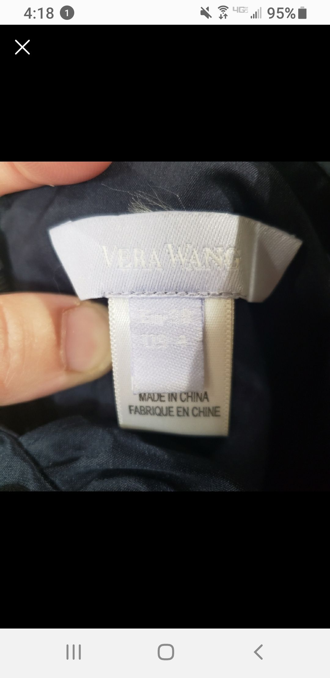 Vera Wang Size 4 Satin Navy Blue Cocktail Dress on Queenly