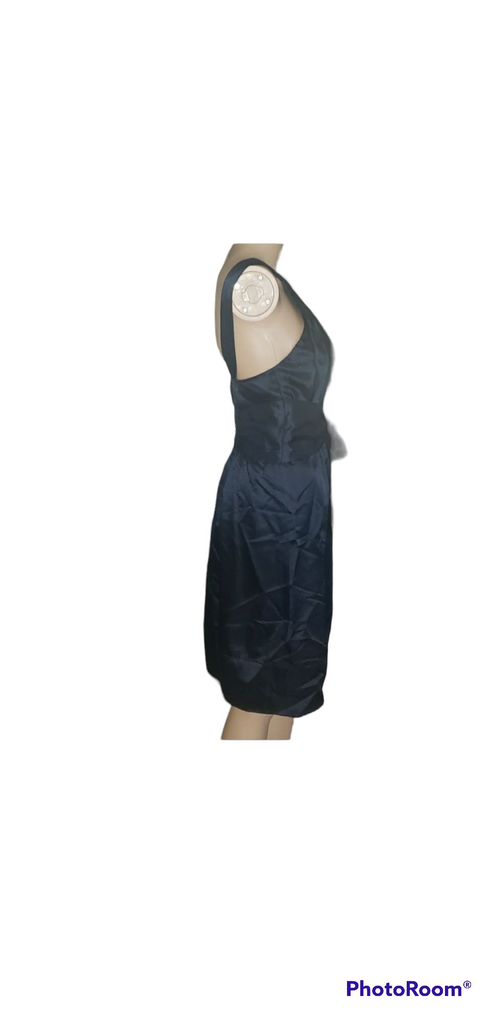 Vera Wang Size 4 Satin Navy Blue Cocktail Dress on Queenly