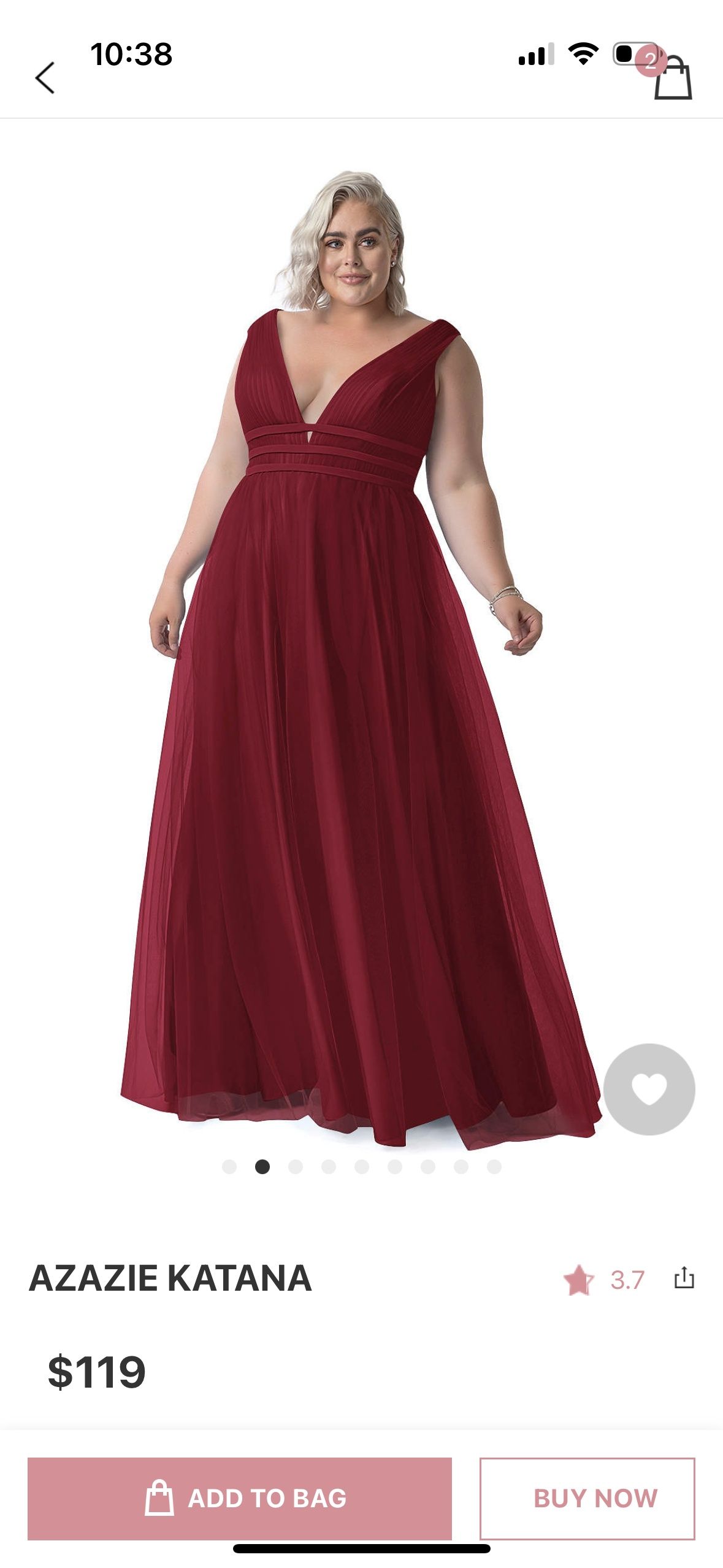 Azazie Size 12 Bridesmaid Burgundy Red A-line Dress on Queenly
