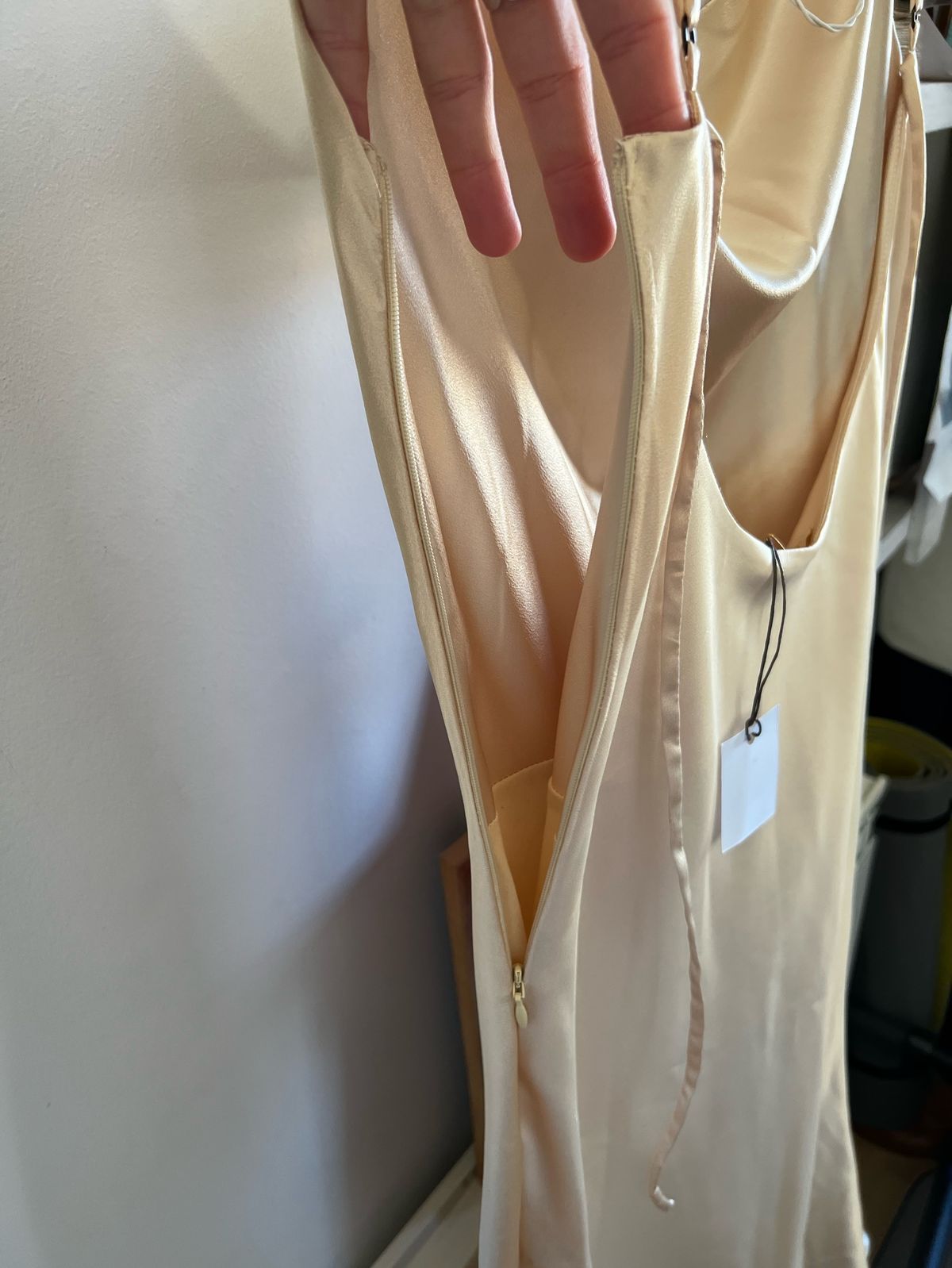 Size 6 Satin Nude A-line Dress on Queenly