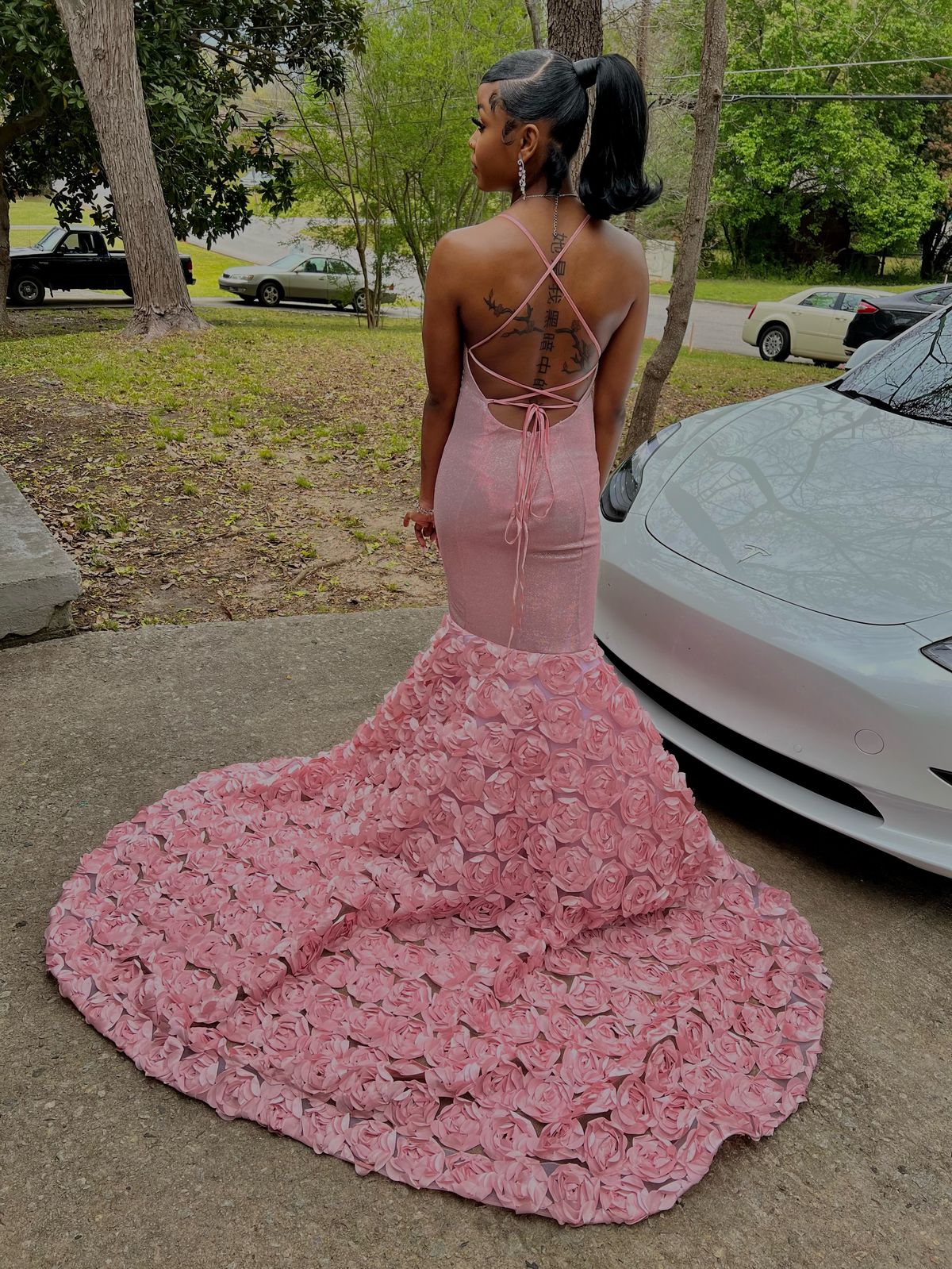 Size S Prom Sequined Light Pink Dress With Train on Queenly