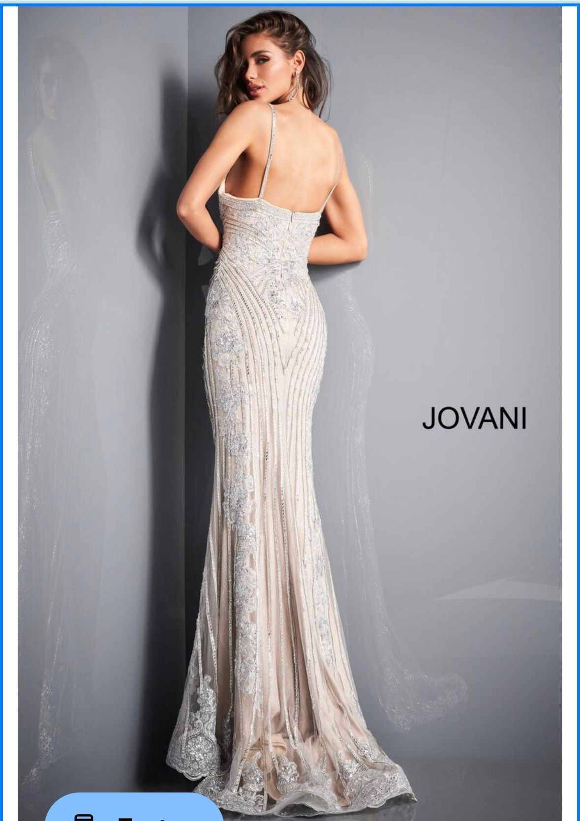 Jovani Size 4 Wedding Plunge Sequined White Mermaid Dress on Queenly