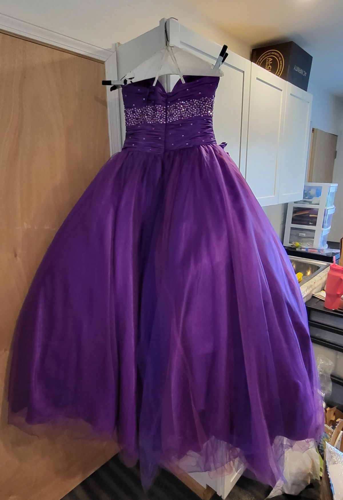 Jovani Size 6 Strapless Purple Ball Gown on Queenly