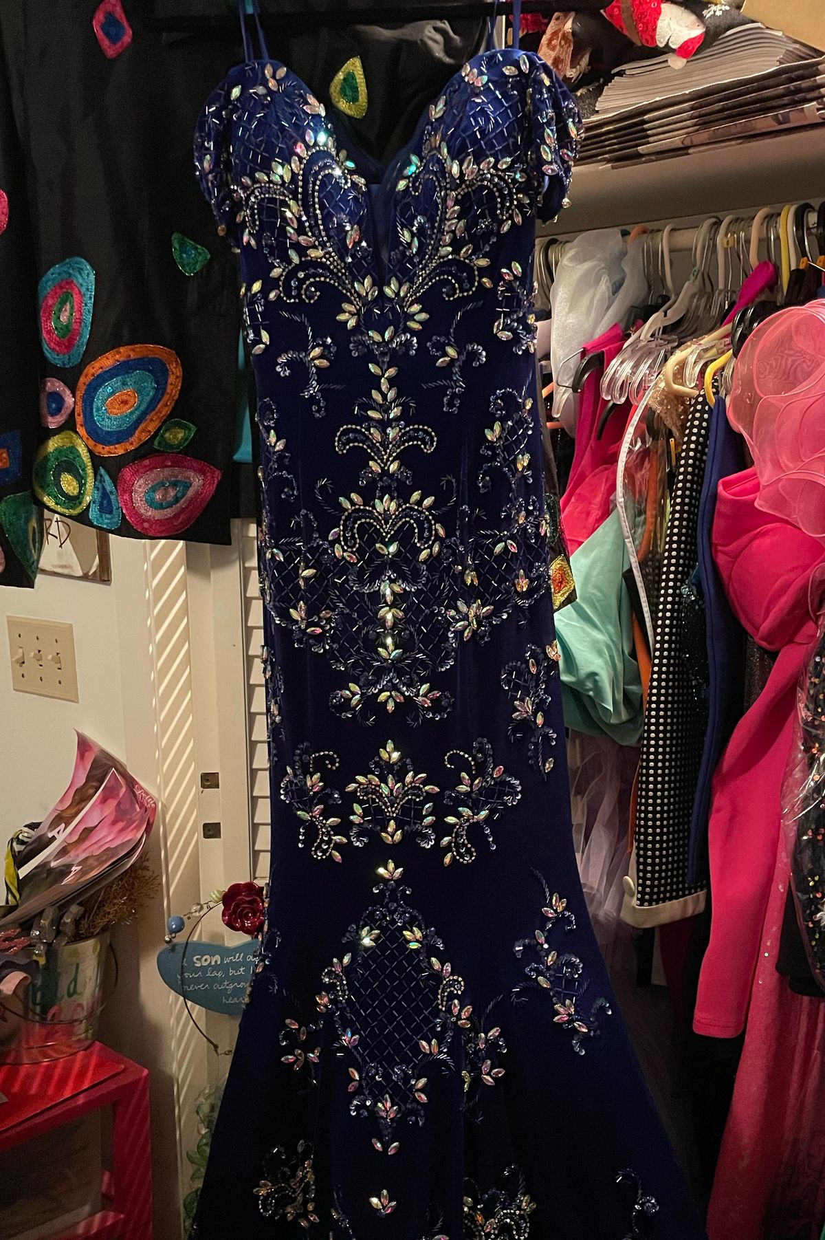 Johnathan Kayne Size 8 Prom Blue Mermaid Dress on Queenly