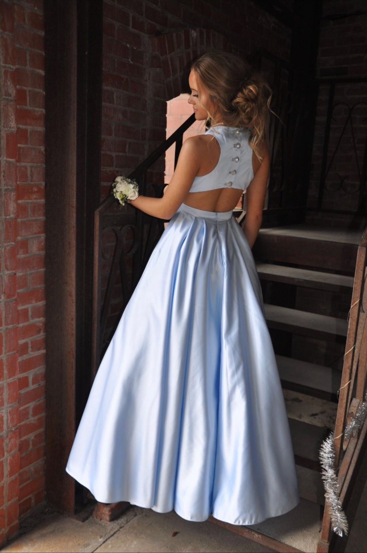 Sherri Hill Size 0 Prom Light Blue Ball Gown on Queenly