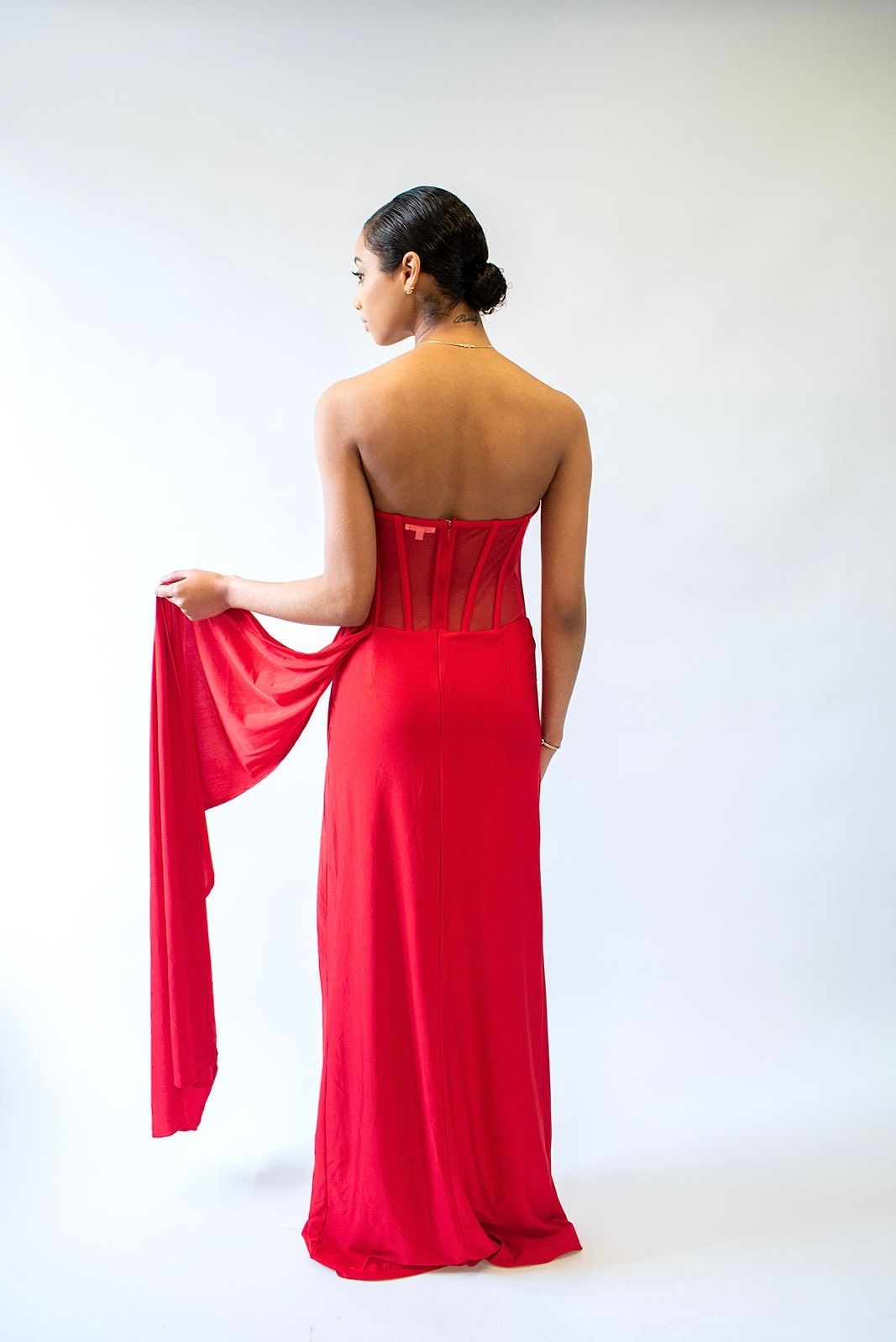 Size S Strapless Red Dress With Train on Queenly