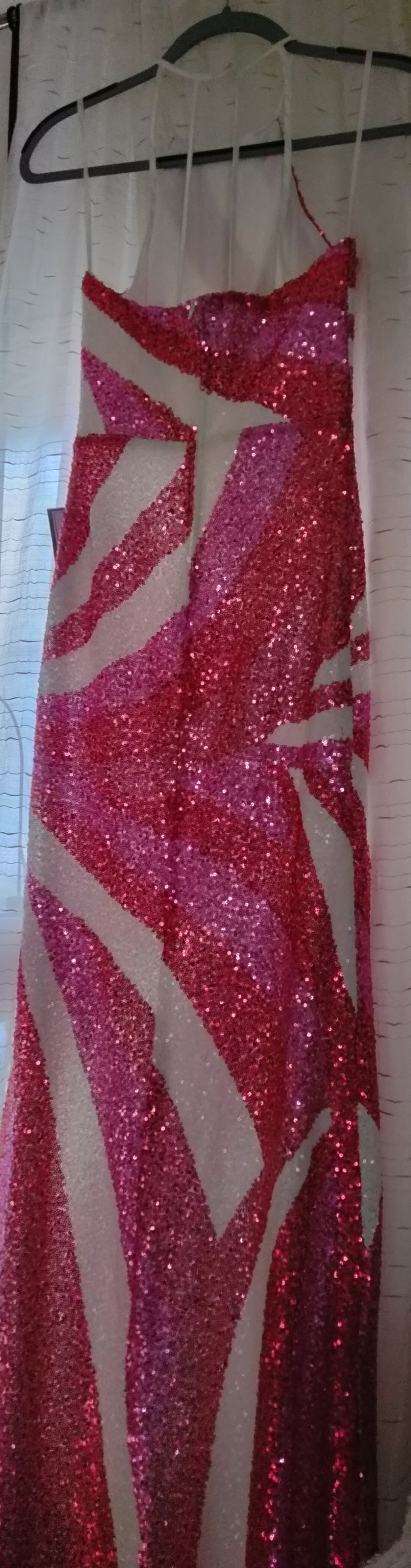 Size 8 Prom Sequined Hot Pink Floor Length Maxi on Queenly