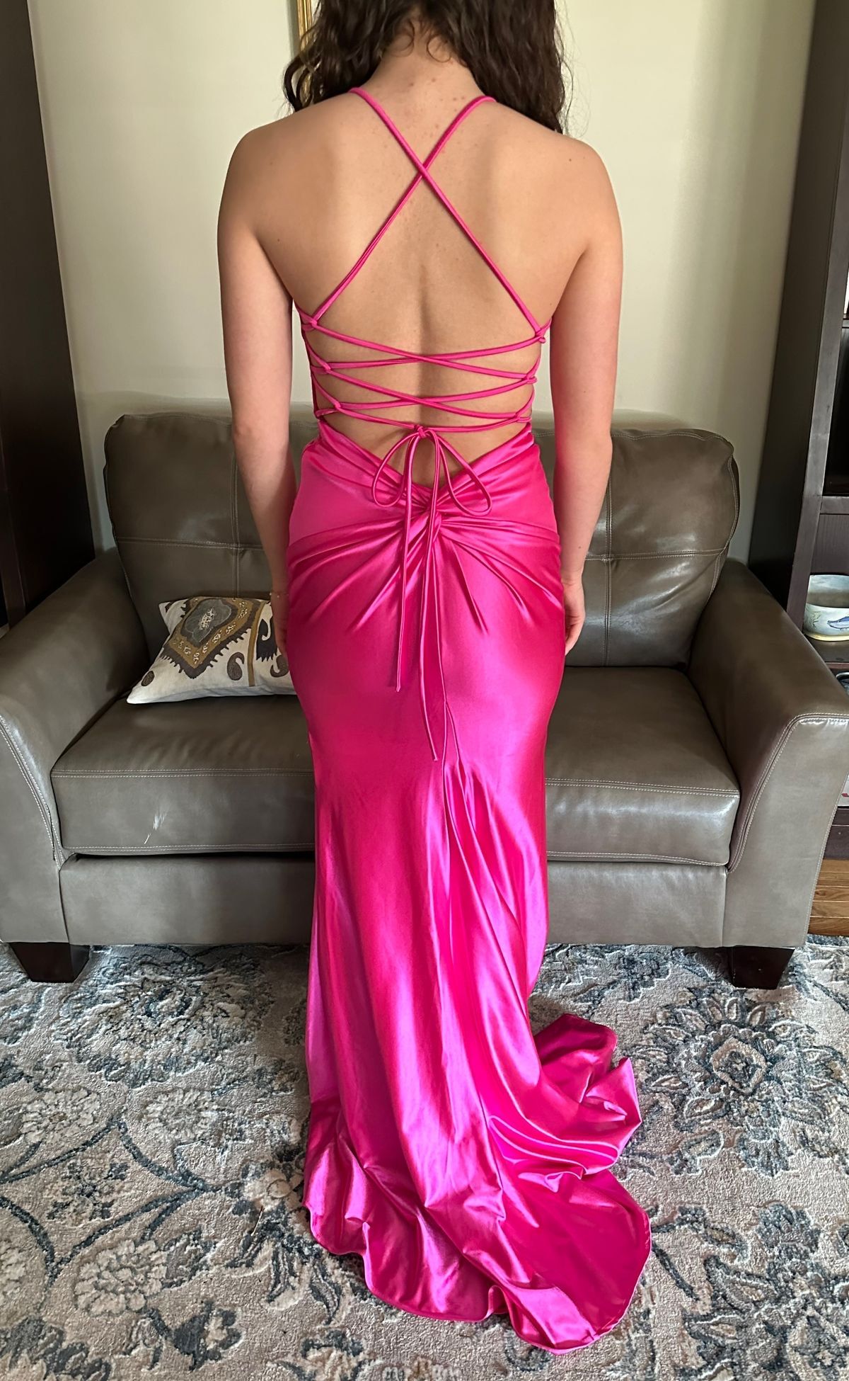 Faviana Size 2 Prom Satin Hot Pink Mermaid Dress on Queenly