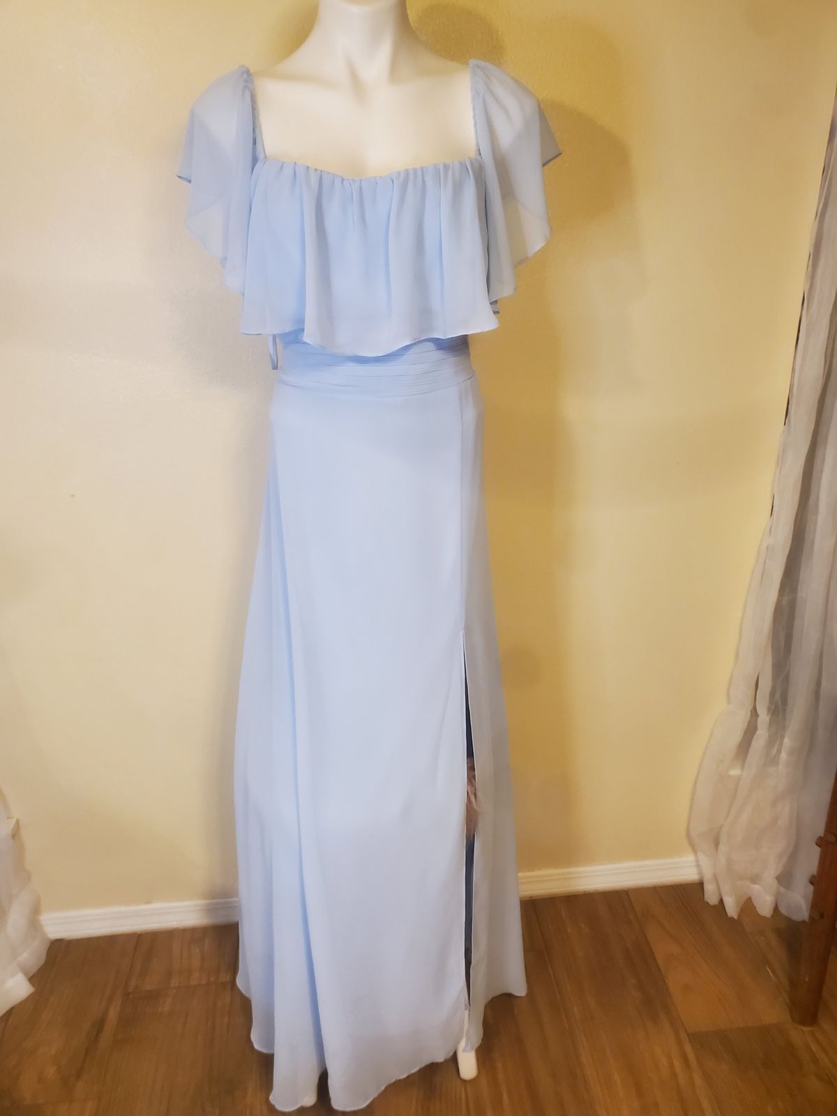 Ever Pretty  Size 12 Prom Cap Sleeve Light Blue Ball Gown on Queenly