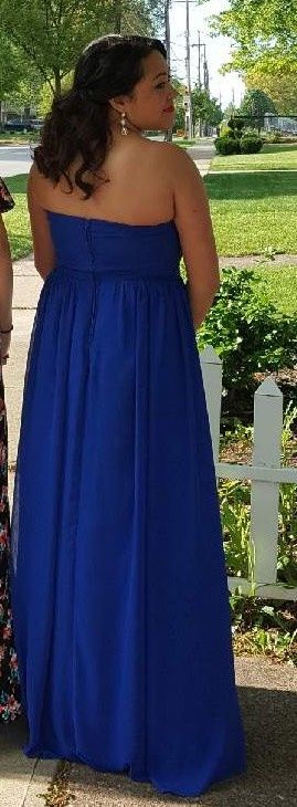 Size 12 Prom Blue A-line Dress on Queenly