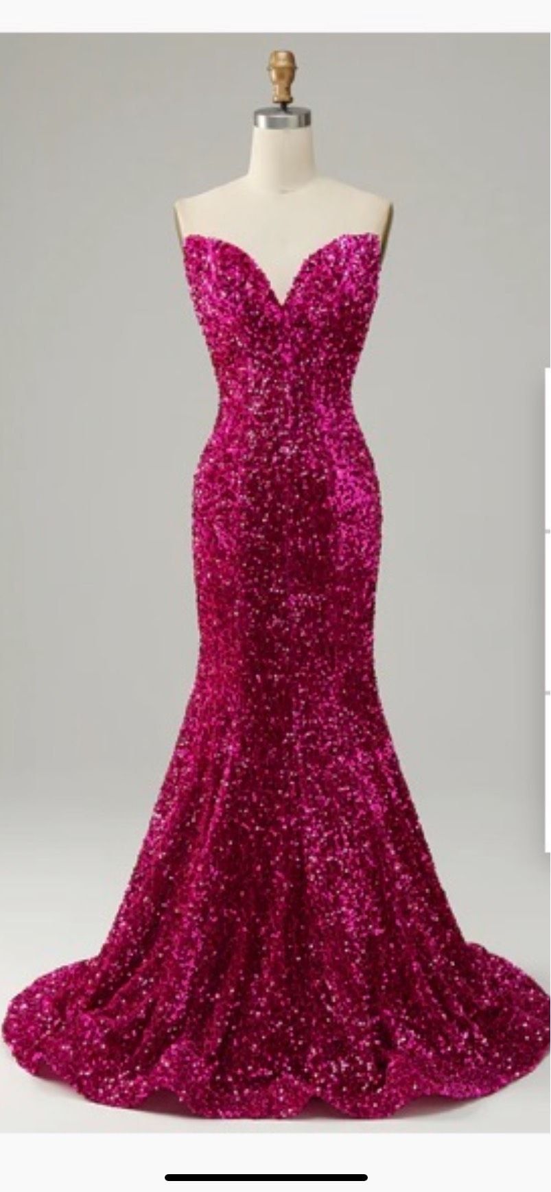 zapaka Size S Prom Sequined Pink Mermaid Dress on Queenly