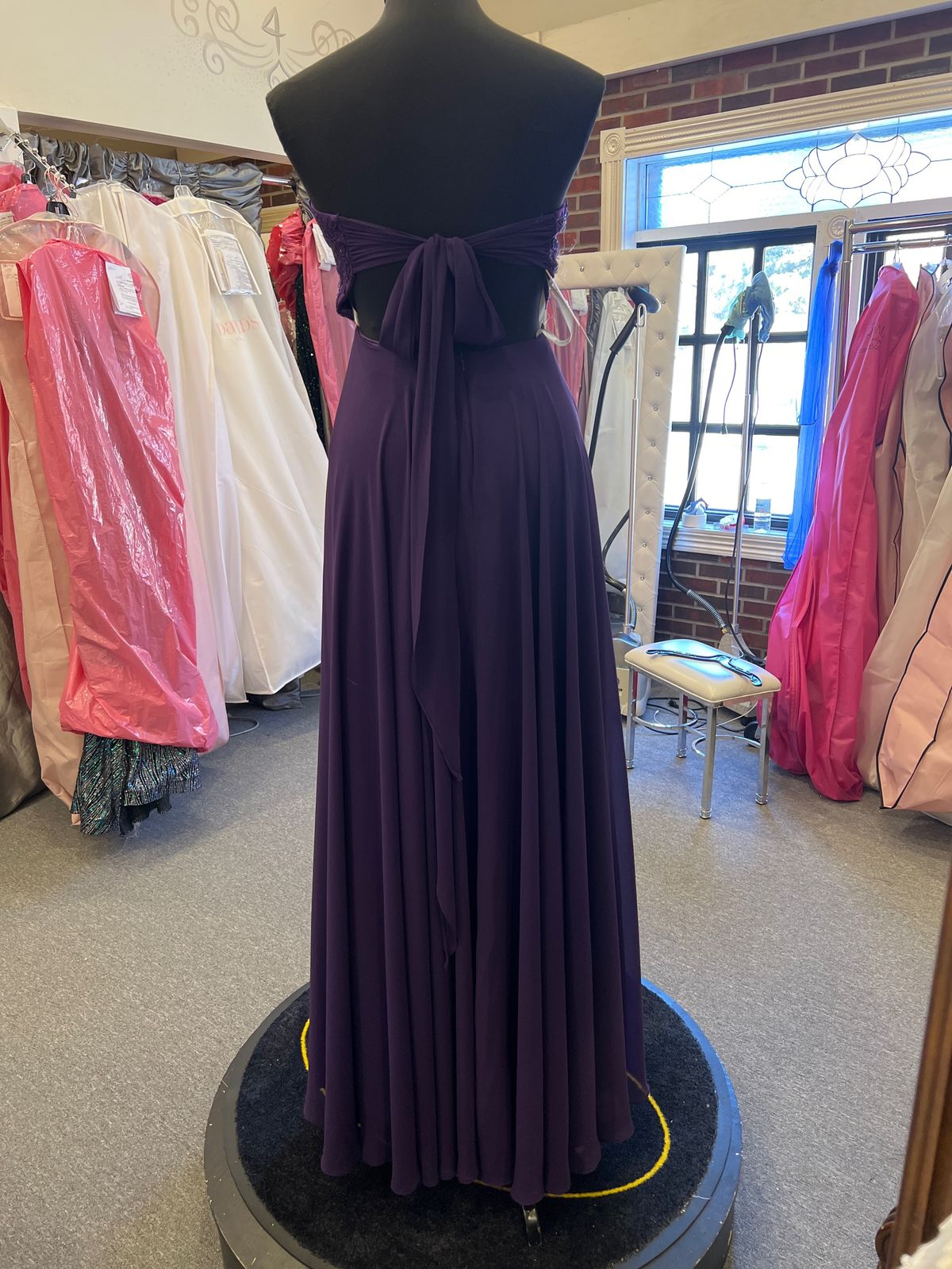 Jovani Size 6 Bridesmaid Halter Lace Purple Floor Length Maxi on Queenly