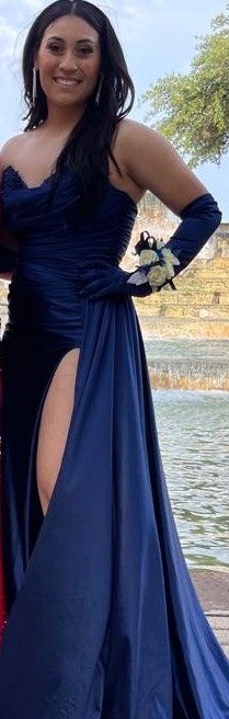 Sherri Hill Size 10 Prom Strapless Navy Blue Floor Length Maxi on Queenly