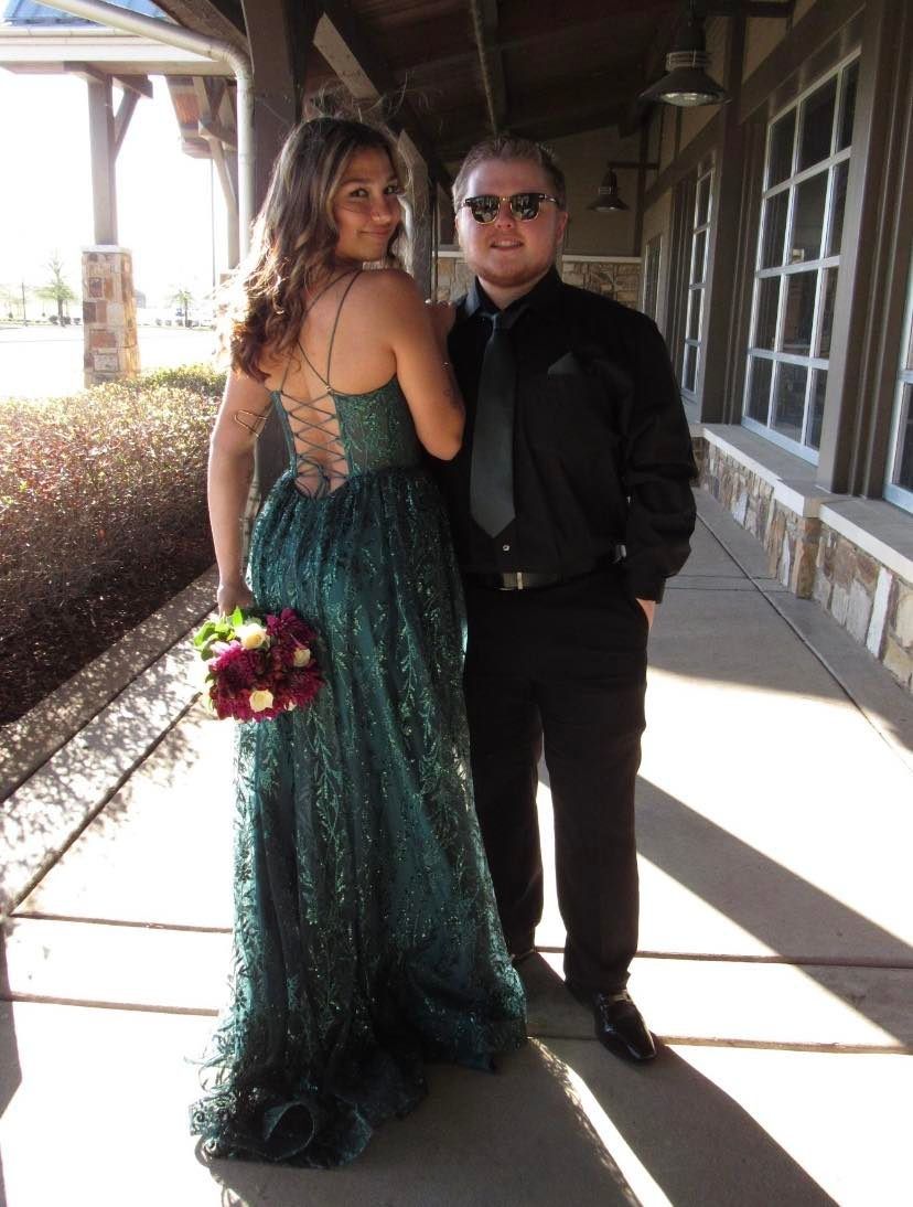 Style L2769T COYA Size 4 Prom Green A-line Dress on Queenly