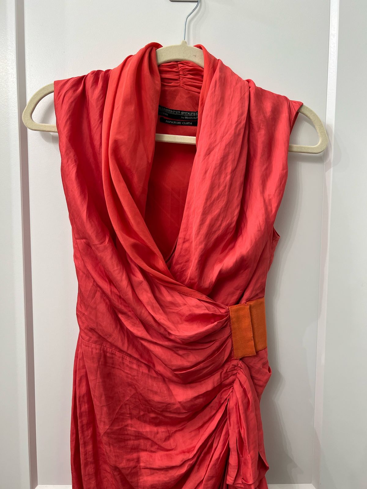 AllSaints Size 4 Nightclub Satin Red Cocktail Dress on Queenly