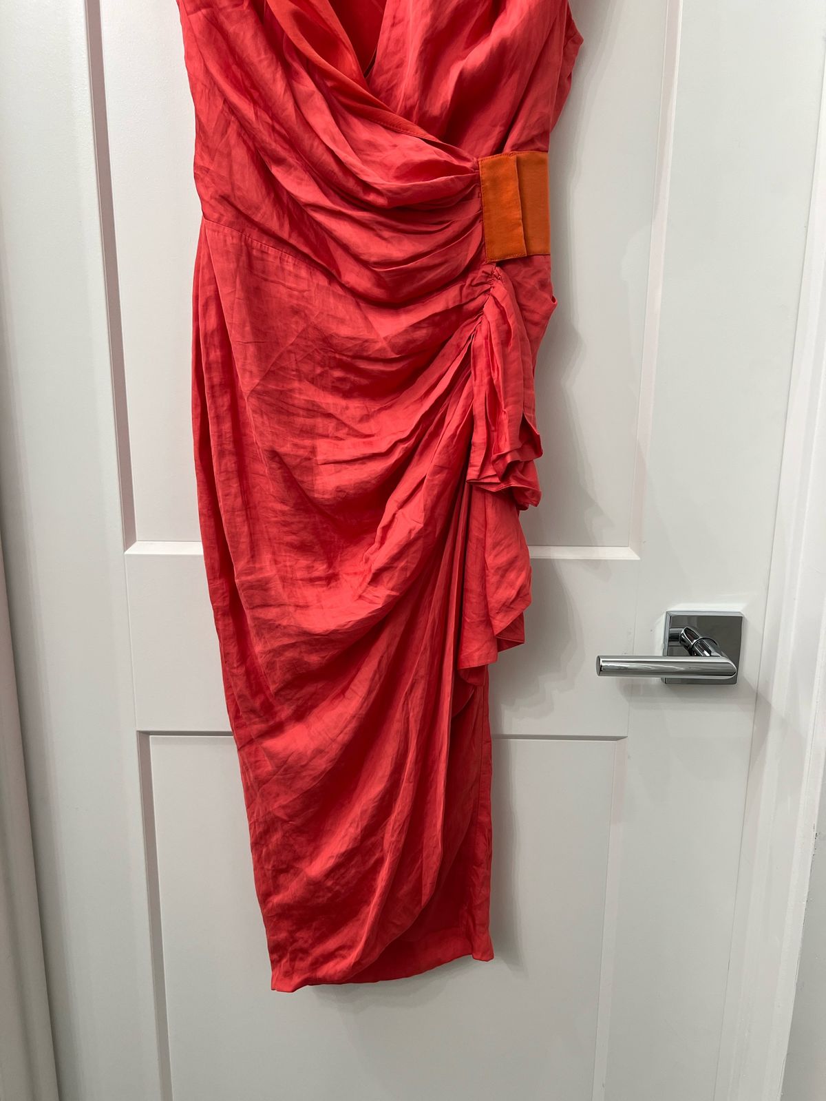 AllSaints Size 4 Nightclub Satin Red Cocktail Dress on Queenly