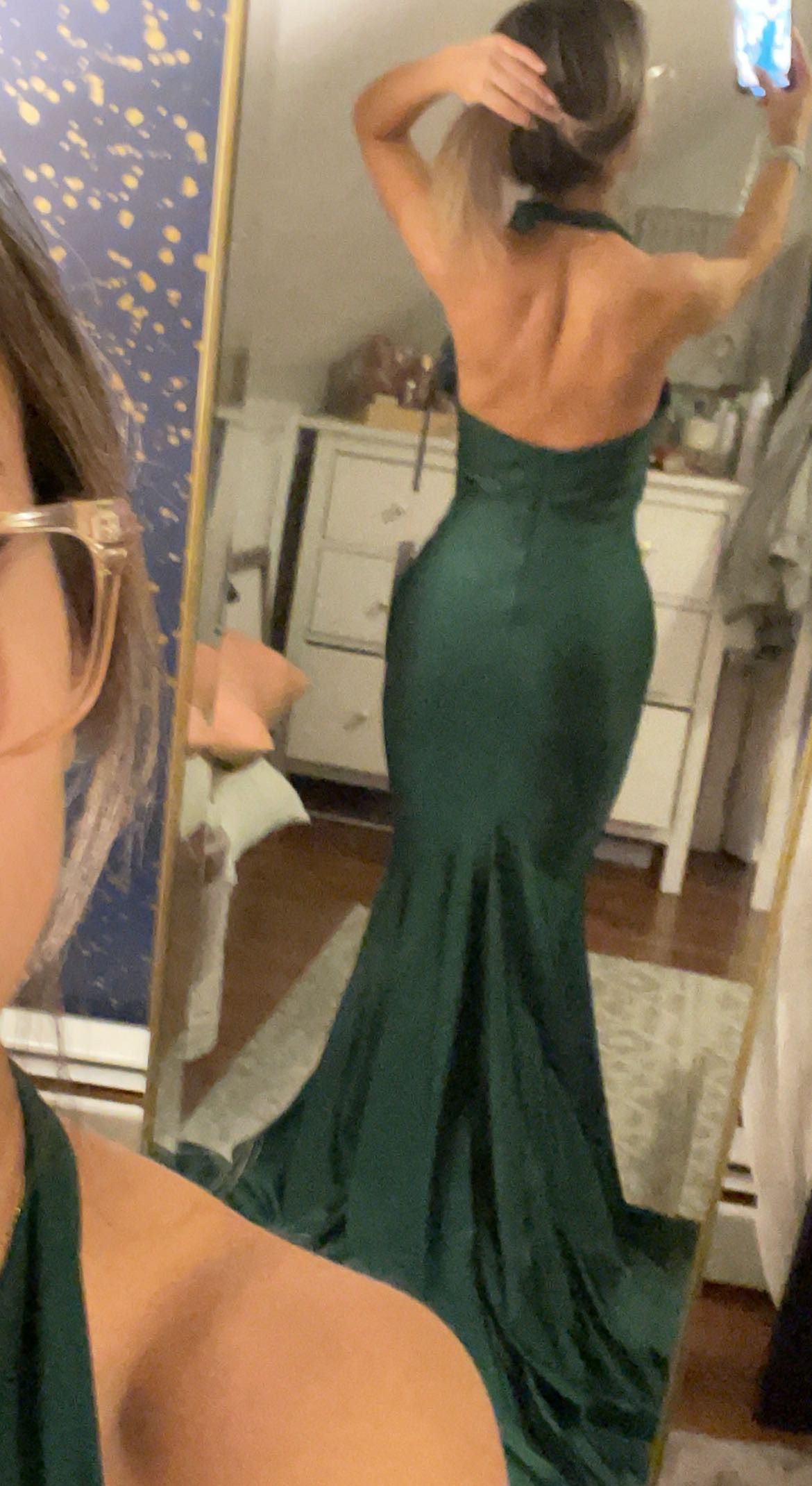 Sherri Hill Size 0 Prom Halter Green Dress With Train on Queenly