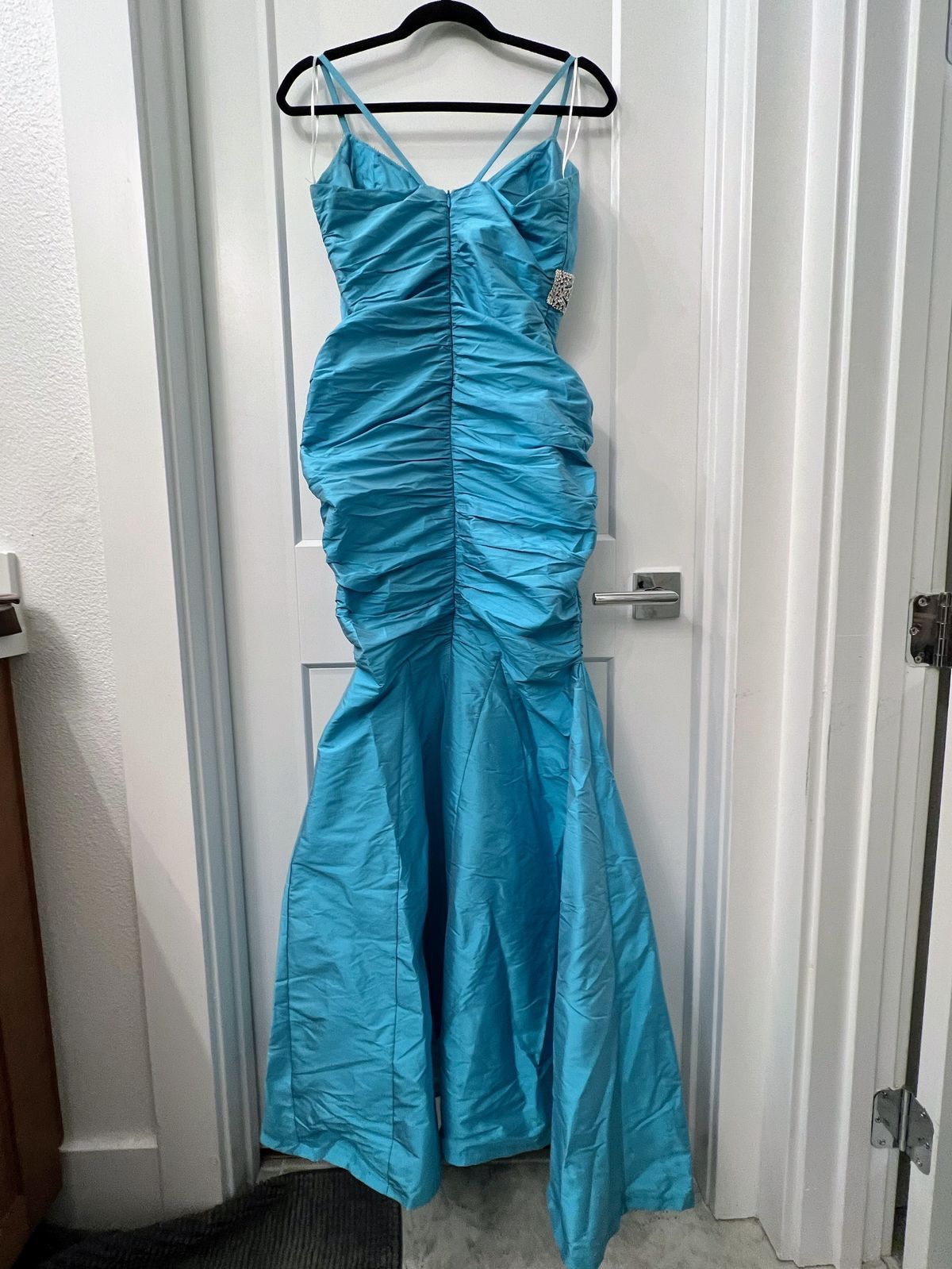 Nicole Bakti Size S Prom Satin Blue Mermaid Dress on Queenly