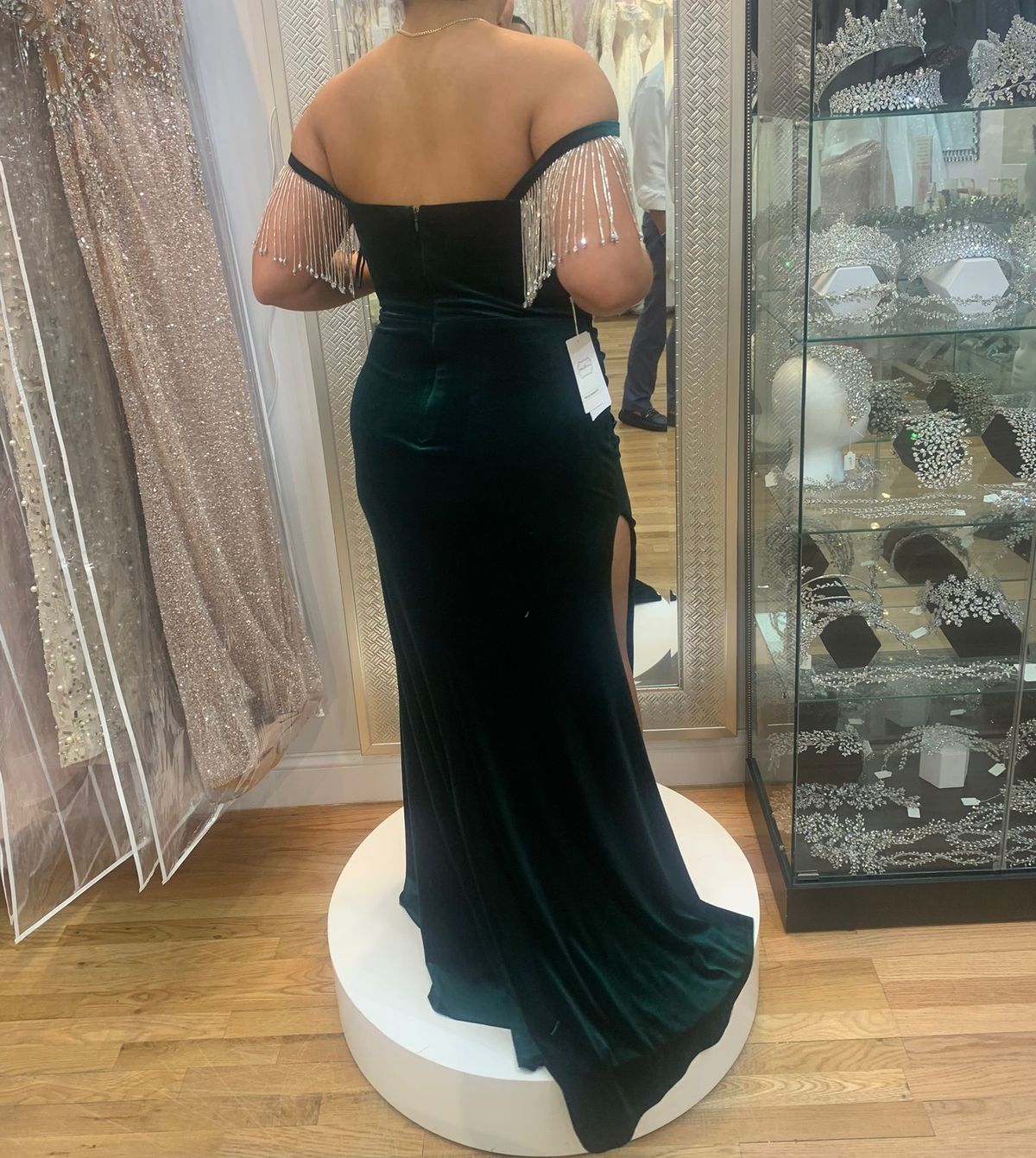 NoraCoutureNY Size 12 Prom Velvet Green Ball Gown on Queenly