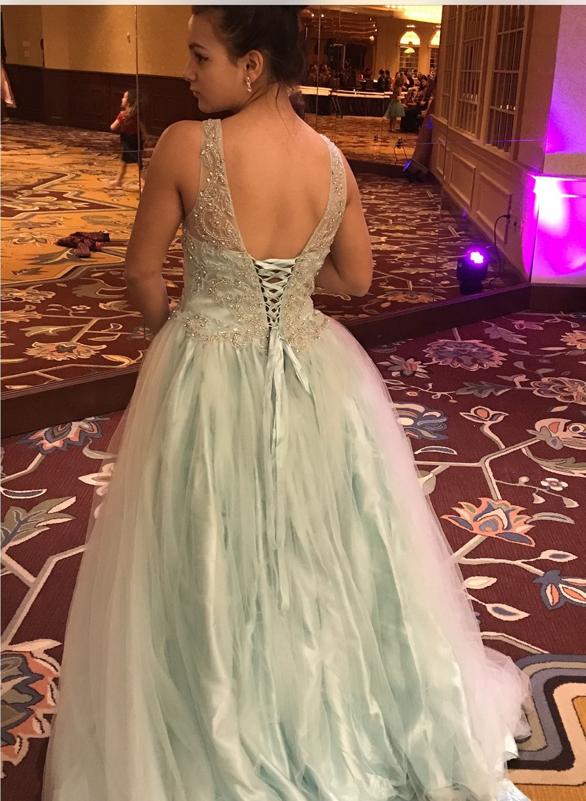 Size 6 Pageant Light Green Ball Gown on Queenly