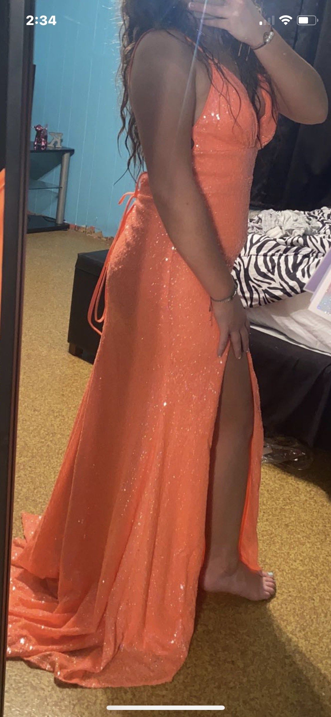 Size 6 Prom Orange Ball Gown on Queenly