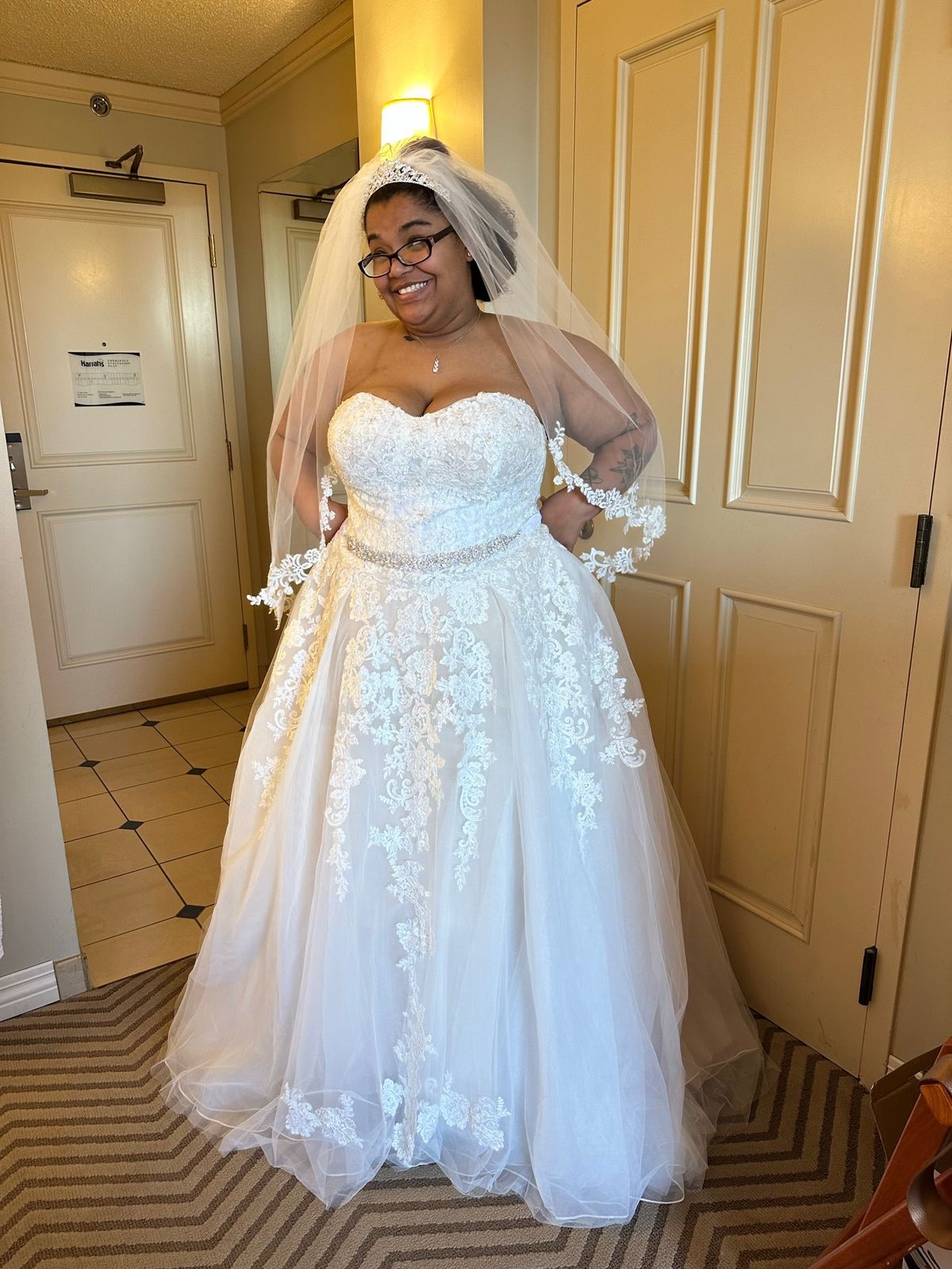 David's Bridal Plus Size 20 Wedding White Ball Gown on Queenly