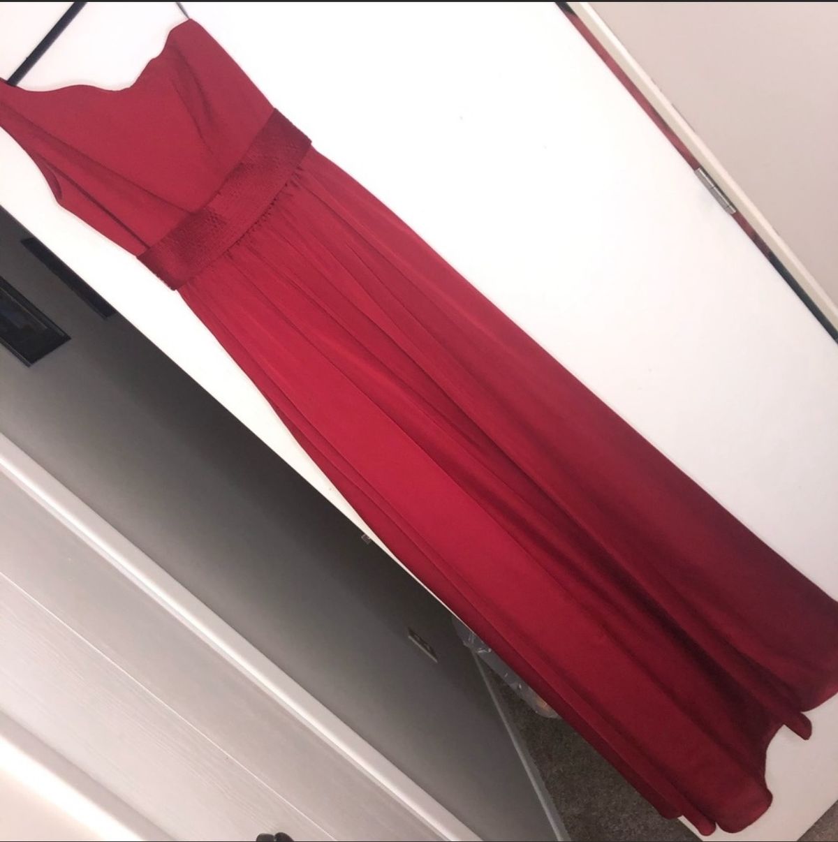 Vera Wang Size 6 One Shoulder Satin Red A-line Dress on Queenly