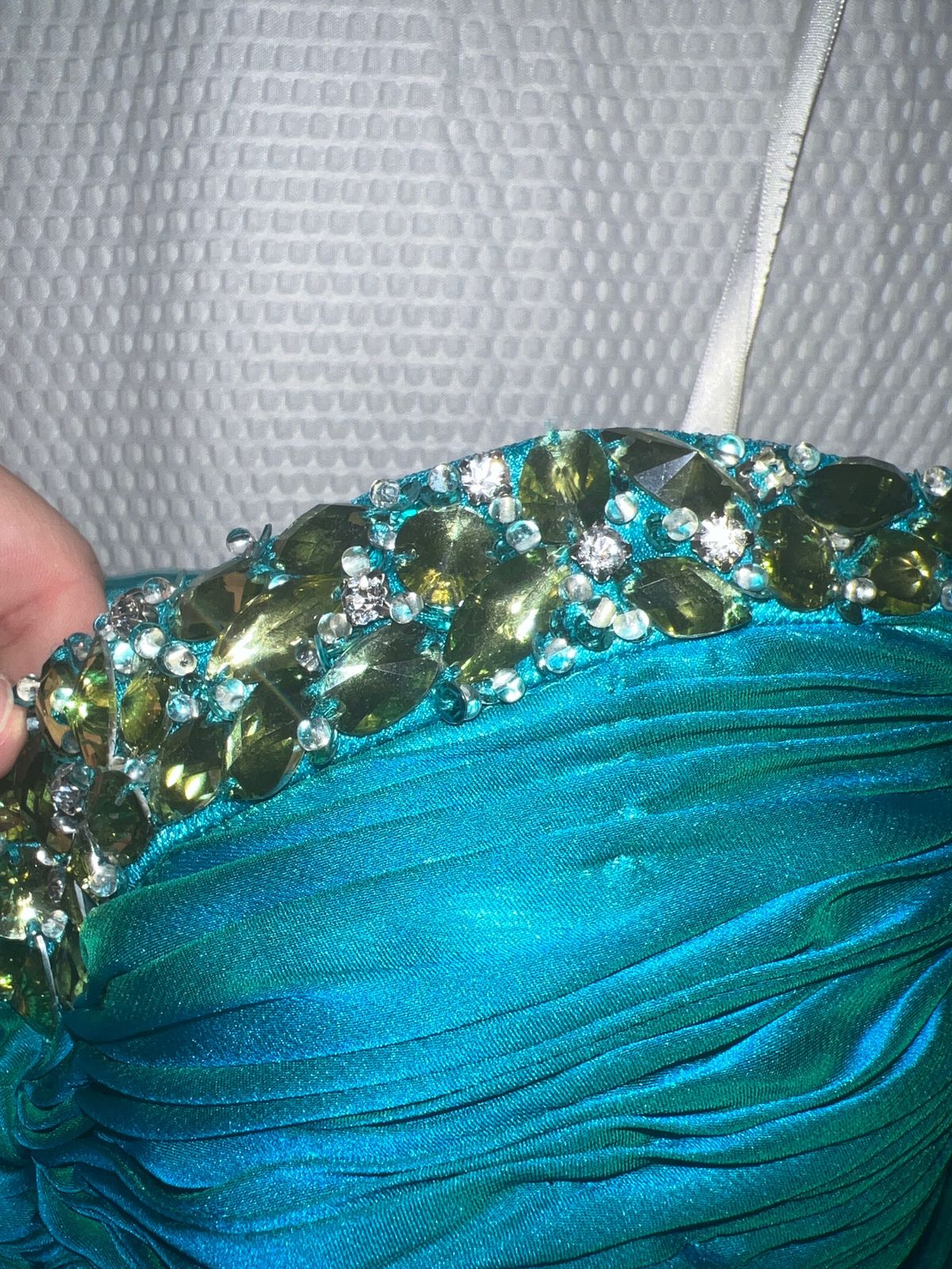 Forever yours Size 4 Prom Strapless Sequined Blue A-line Dress on Queenly