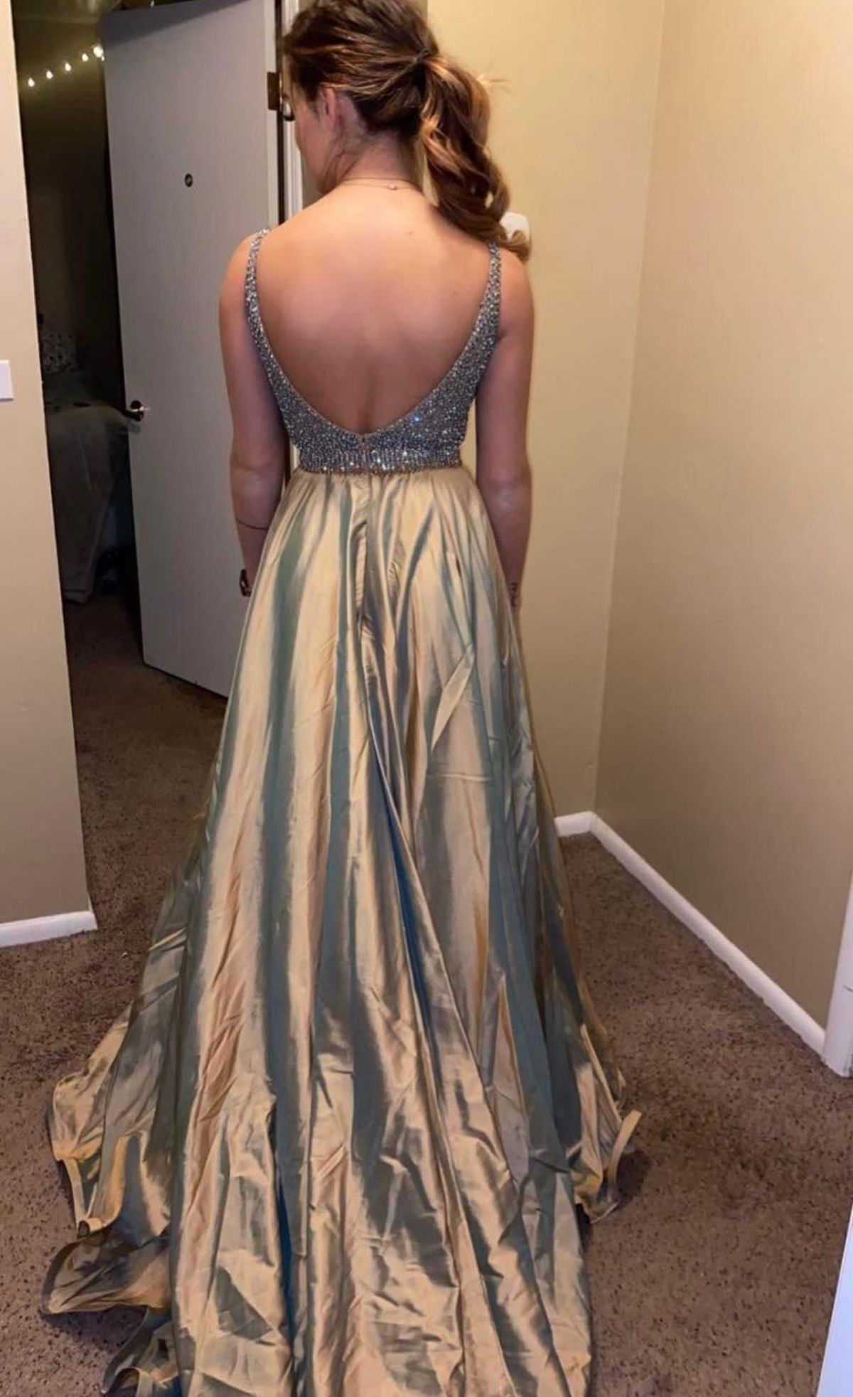 Sherri Hill Size 4 Prom Gold Ball Gown on Queenly