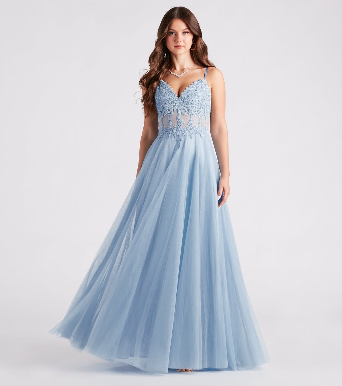 Style 05002-6905 Windsor Size 0 Prom Sequined Blue Floor Length Maxi on Queenly
