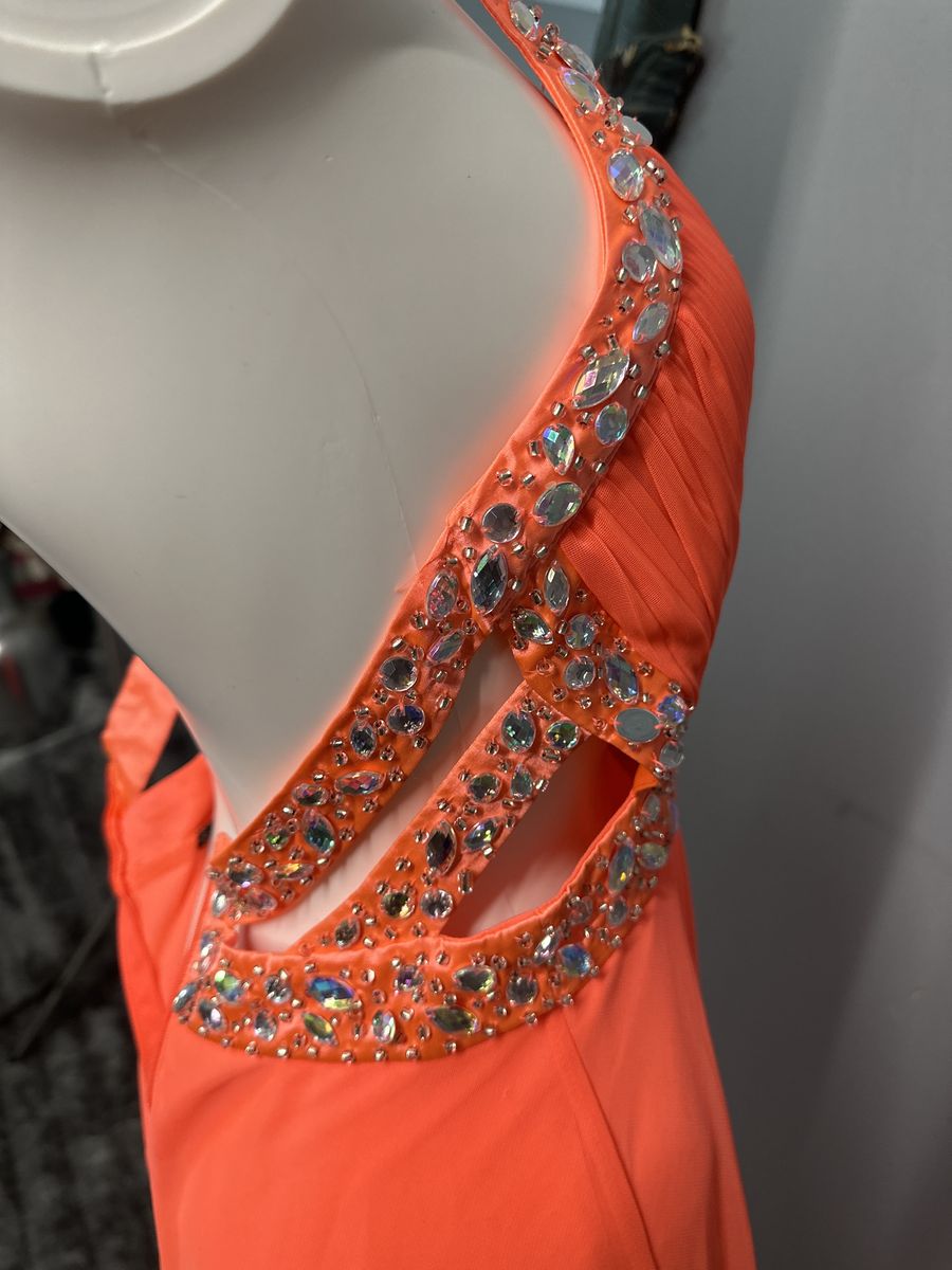 Sequin Hearts Size 4 Prom Orange A-line Dress on Queenly