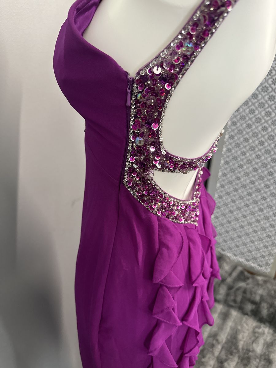 Faviana Size 4 Prom Purple A-line Dress on Queenly
