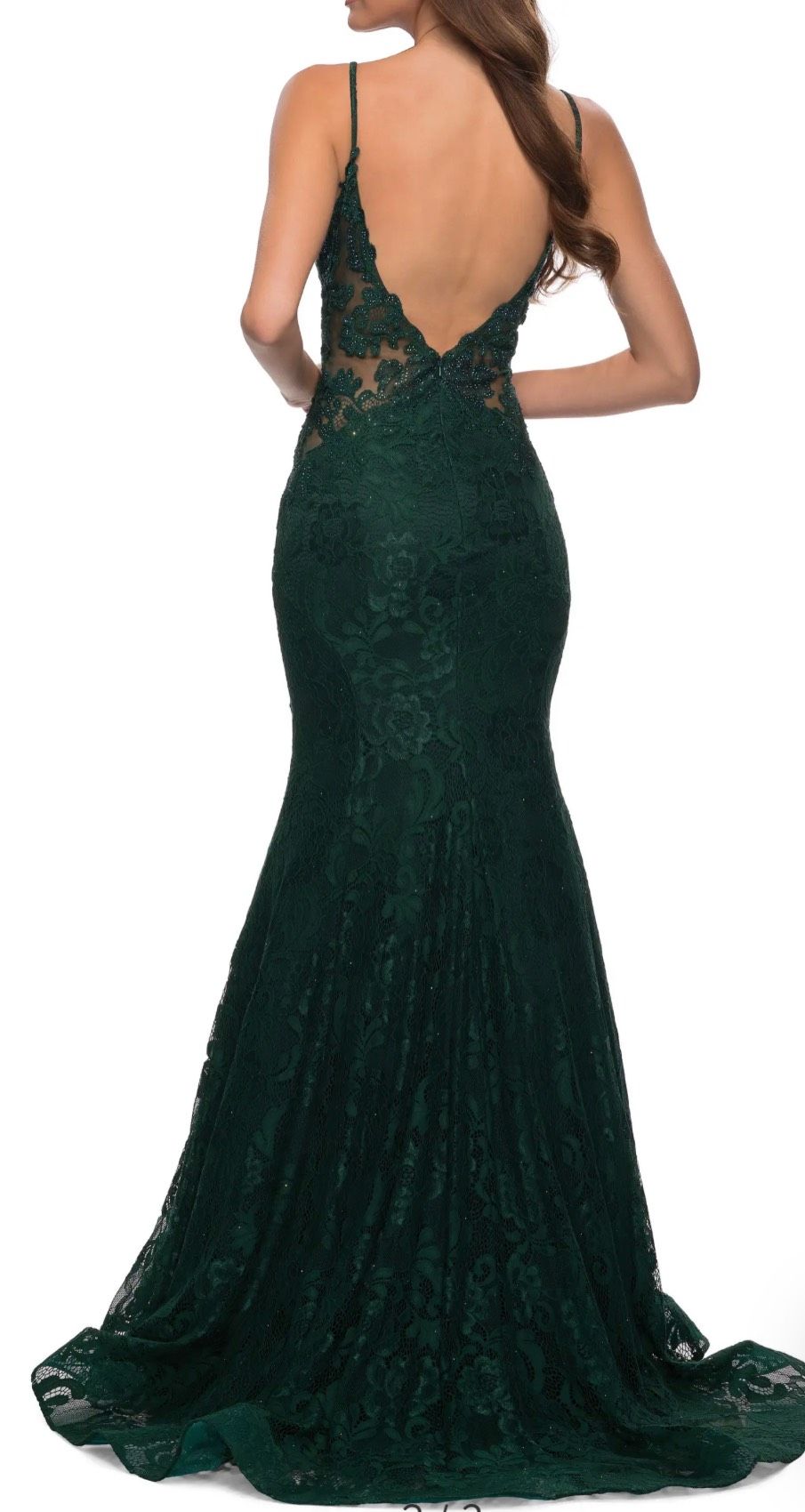 La Femme Size 4 Prom Plunge Emerald Green Mermaid Dress on Queenly