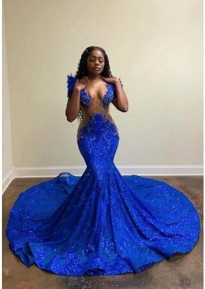 Size 8 Prom Blue Mermaid Dress on Queenly