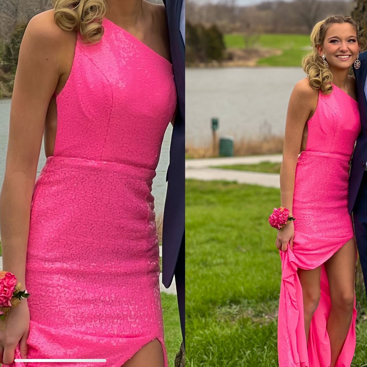 Porscha And scarlett  Size 0 Hot Pink Side Slit Dress on Queenly