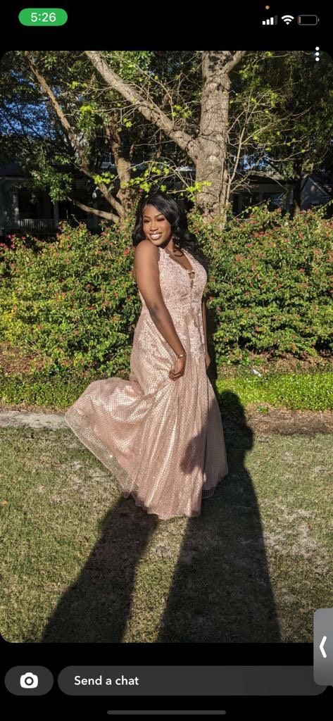Plus Size 16 Prom Nude Ball Gown on Queenly