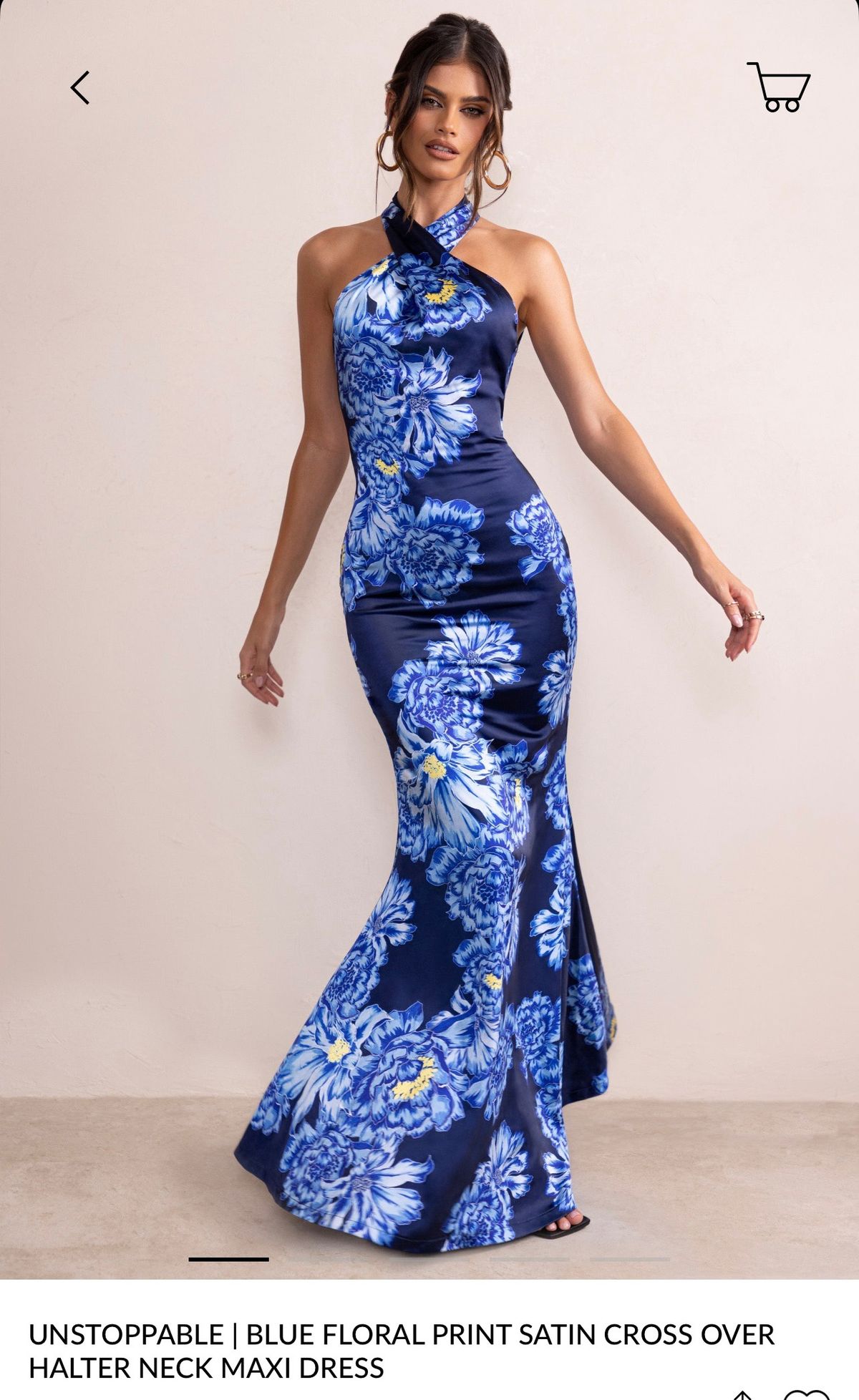 Club London Size 4 Halter Satin Blue Mermaid Dress on Queenly