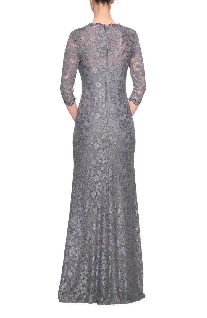 La Femme Size 6 Lace Silver A-line Dress on Queenly