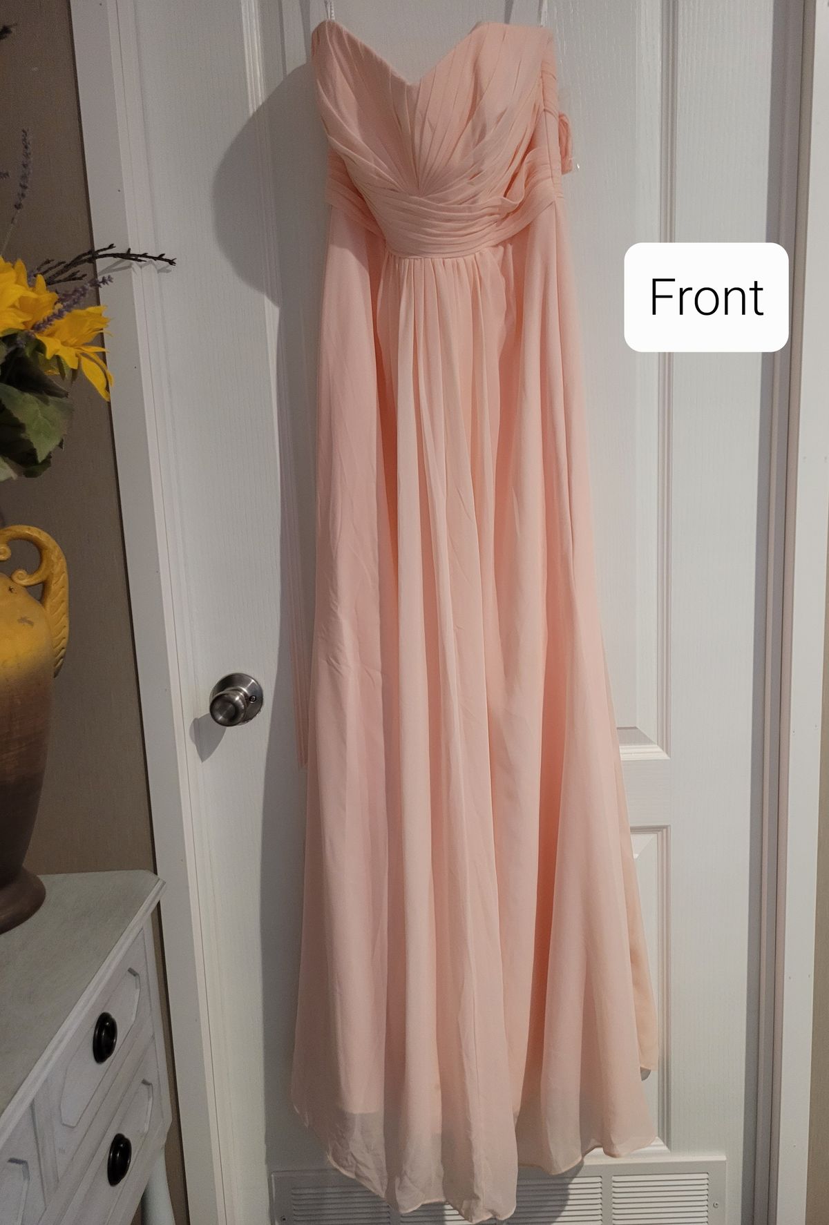David's Bridal Size 6 Bridesmaid Strapless Pink A-line Dress on Queenly