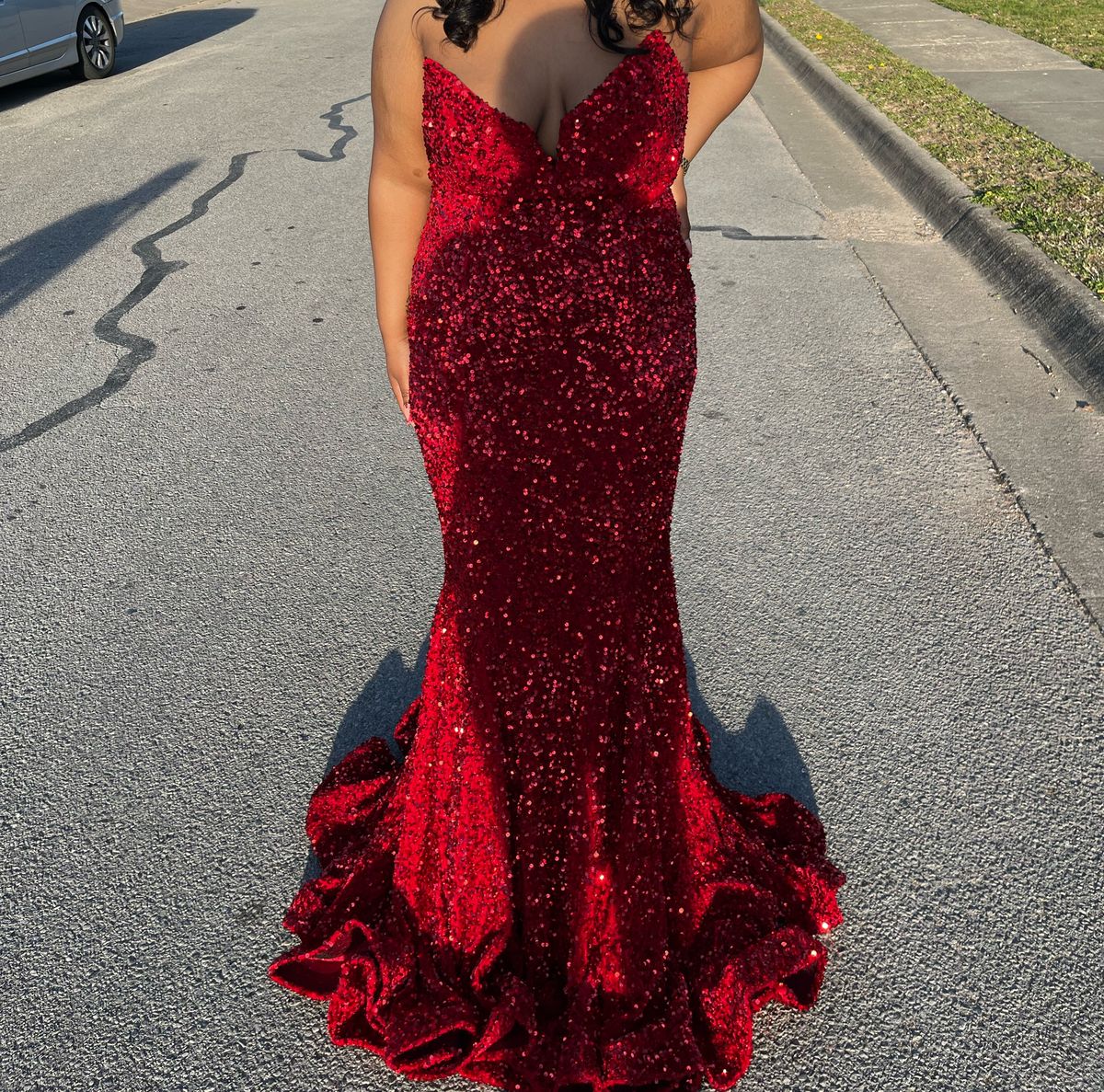 Size 1X Prom Red Mermaid Dress on Queenly
