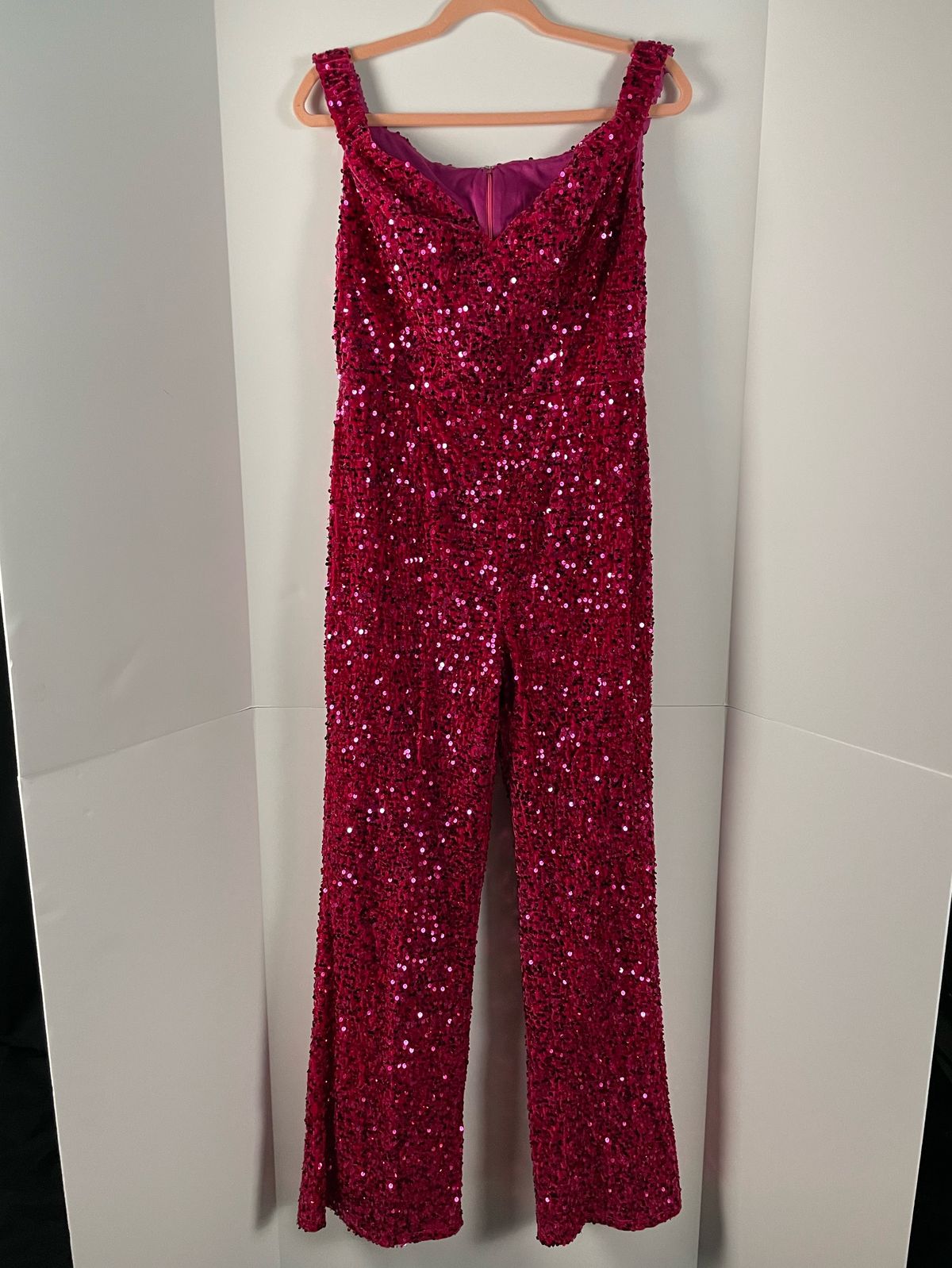 Marc Defang Size 8 Nightclub Sequined Pink Formal Jumpsuit on Queenly