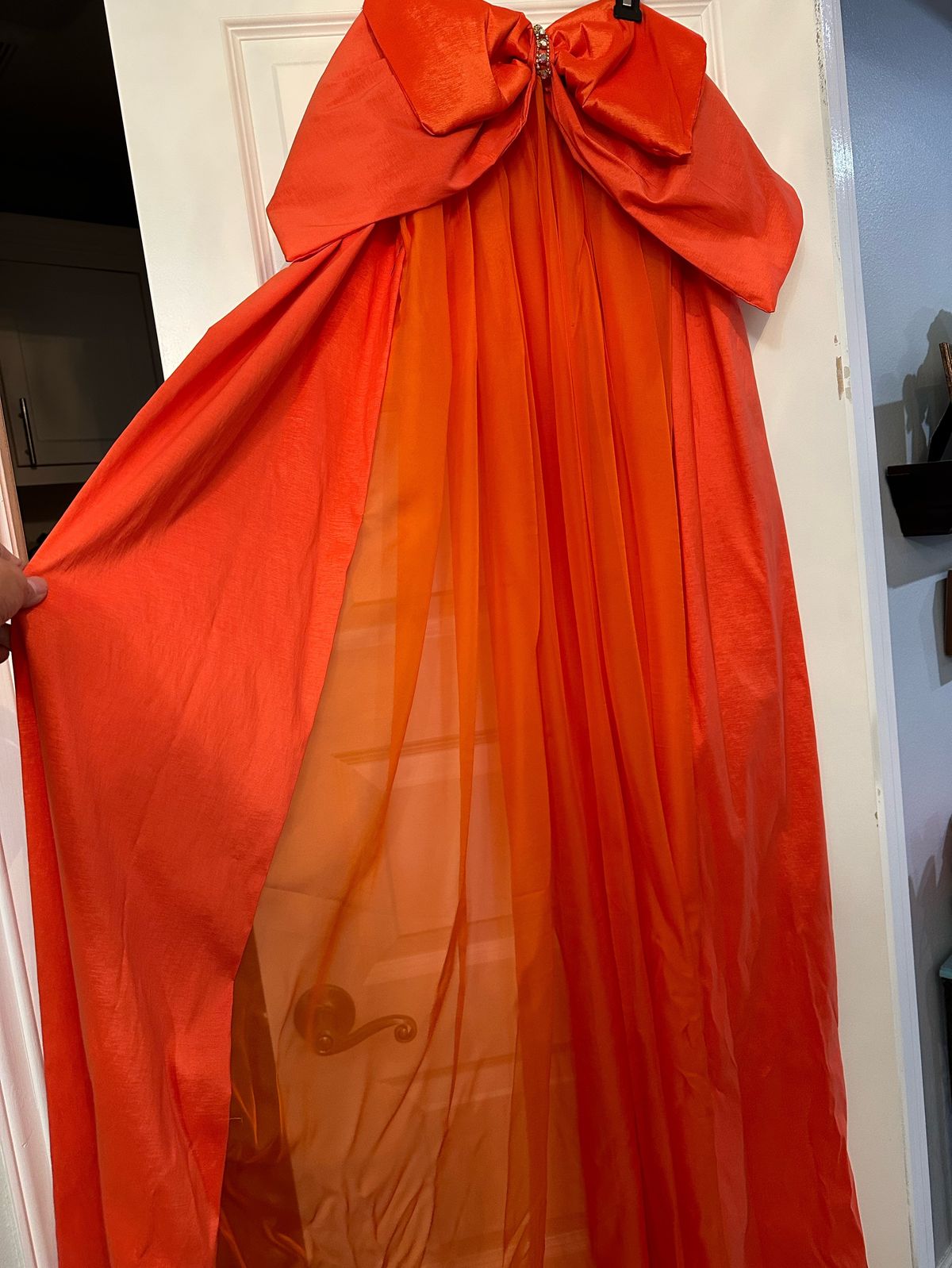 Size 2 Satin Orange Mermaid Dress on Queenly