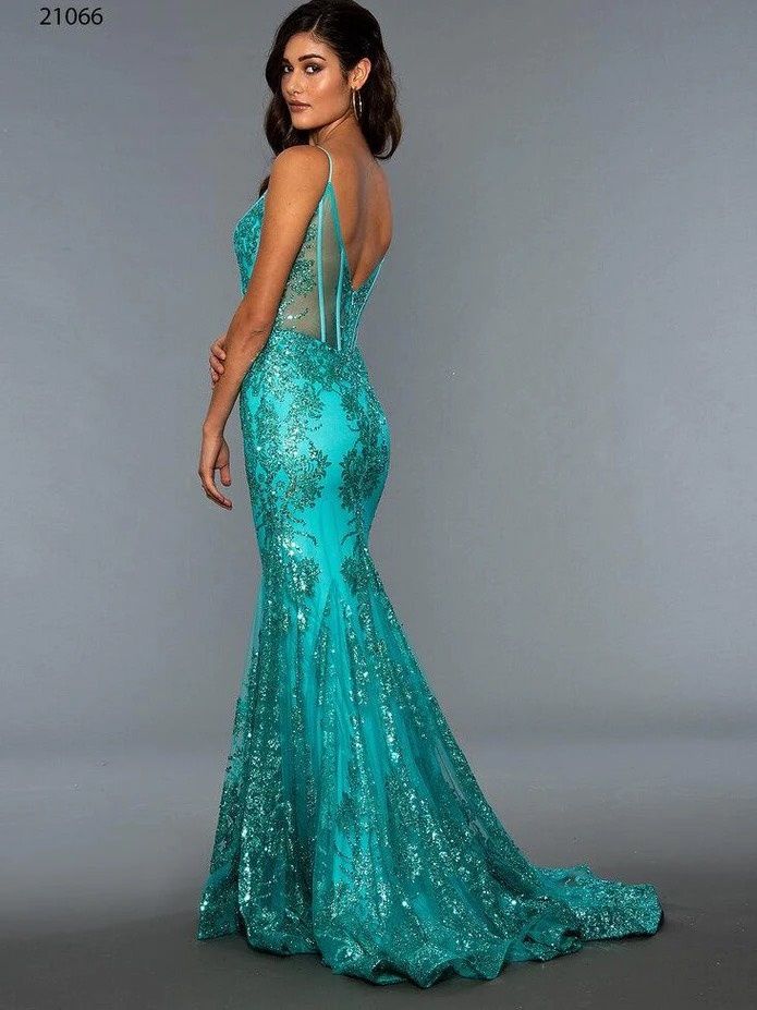 Stella Couture Size 14 Prom Blue Mermaid Dress on Queenly