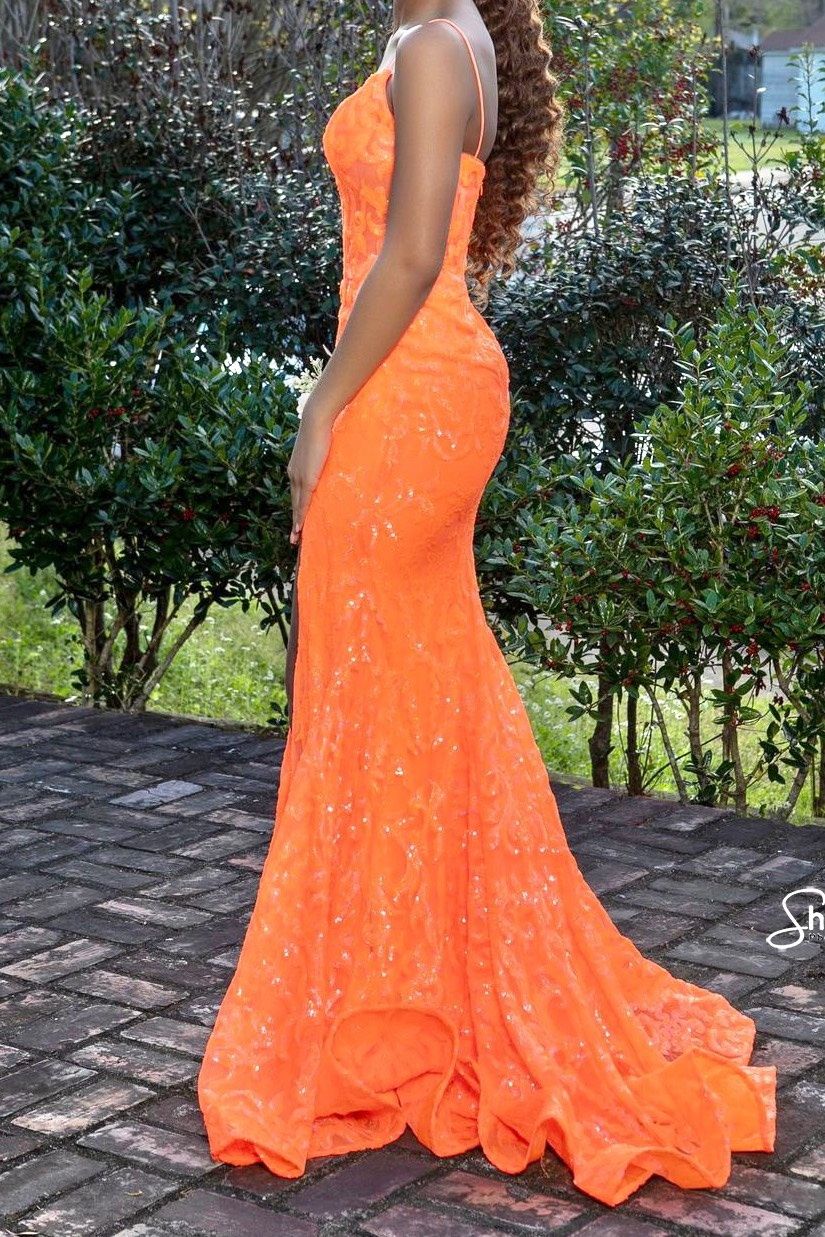 Ava Presley Size 2 Prom Orange Side Slit Dress on Queenly
