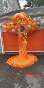 Custom Size 14 Prom Orange Mermaid Dress on Queenly