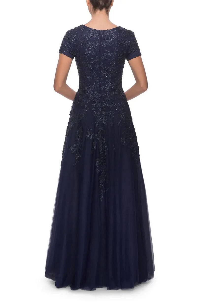 La Femme Size 6 Navy Blue A-line Dress on Queenly