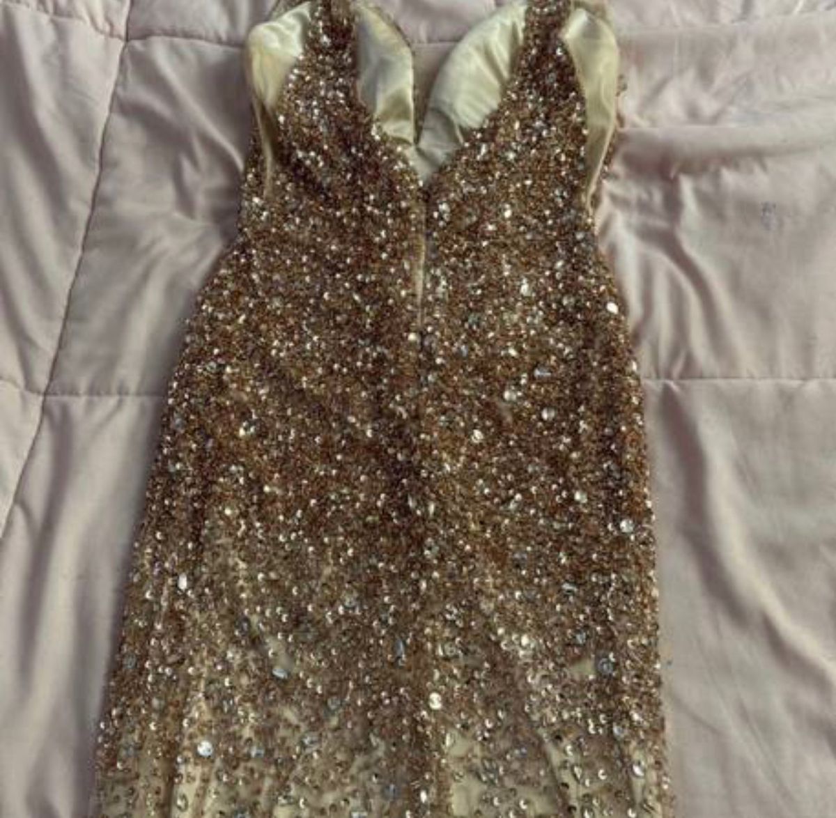 Amelia Couture Size 2 Prom Gold Side Slit Dress on Queenly