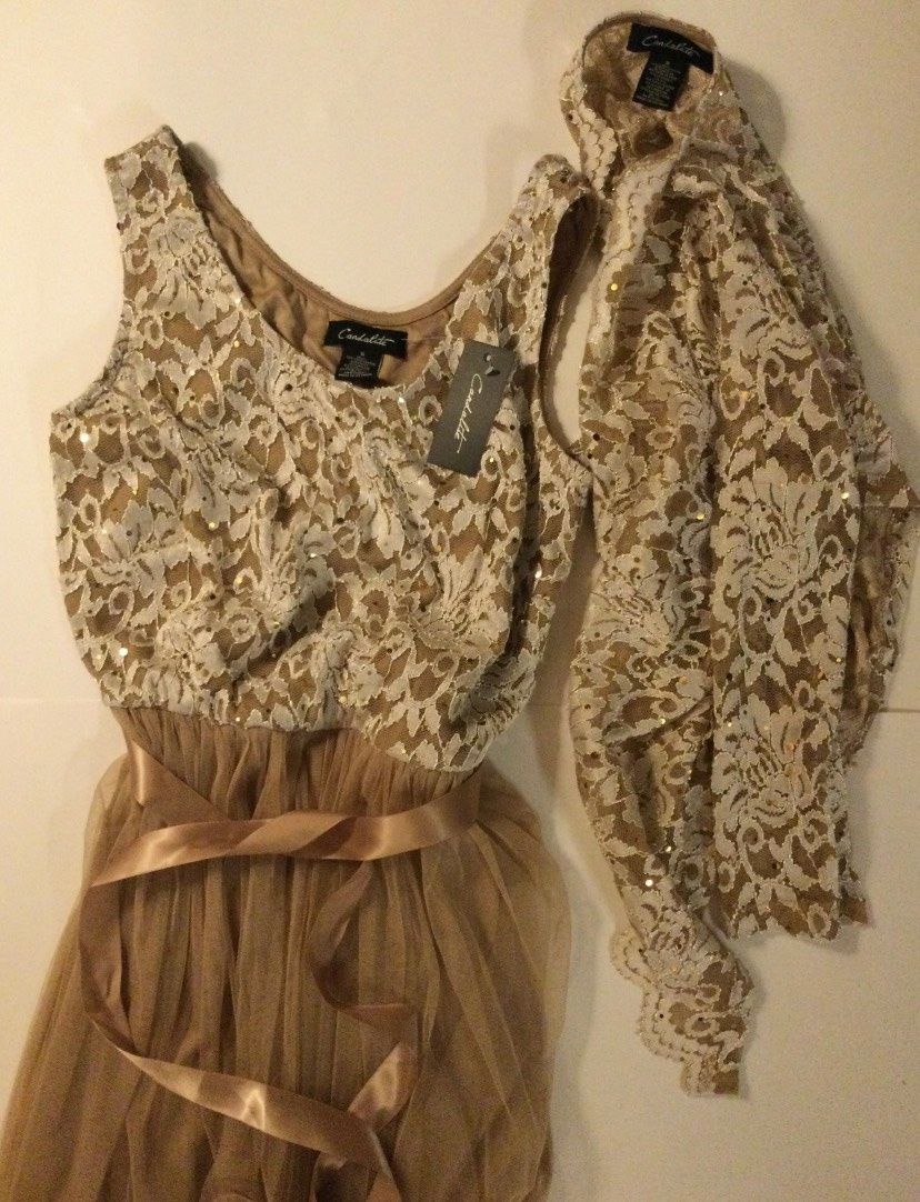 Candalite Size S Lace Nude A-line Dress on Queenly