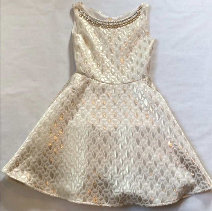 Zoe Ltd Girls Size 12 Pageant Gold A-line Dress on Queenly